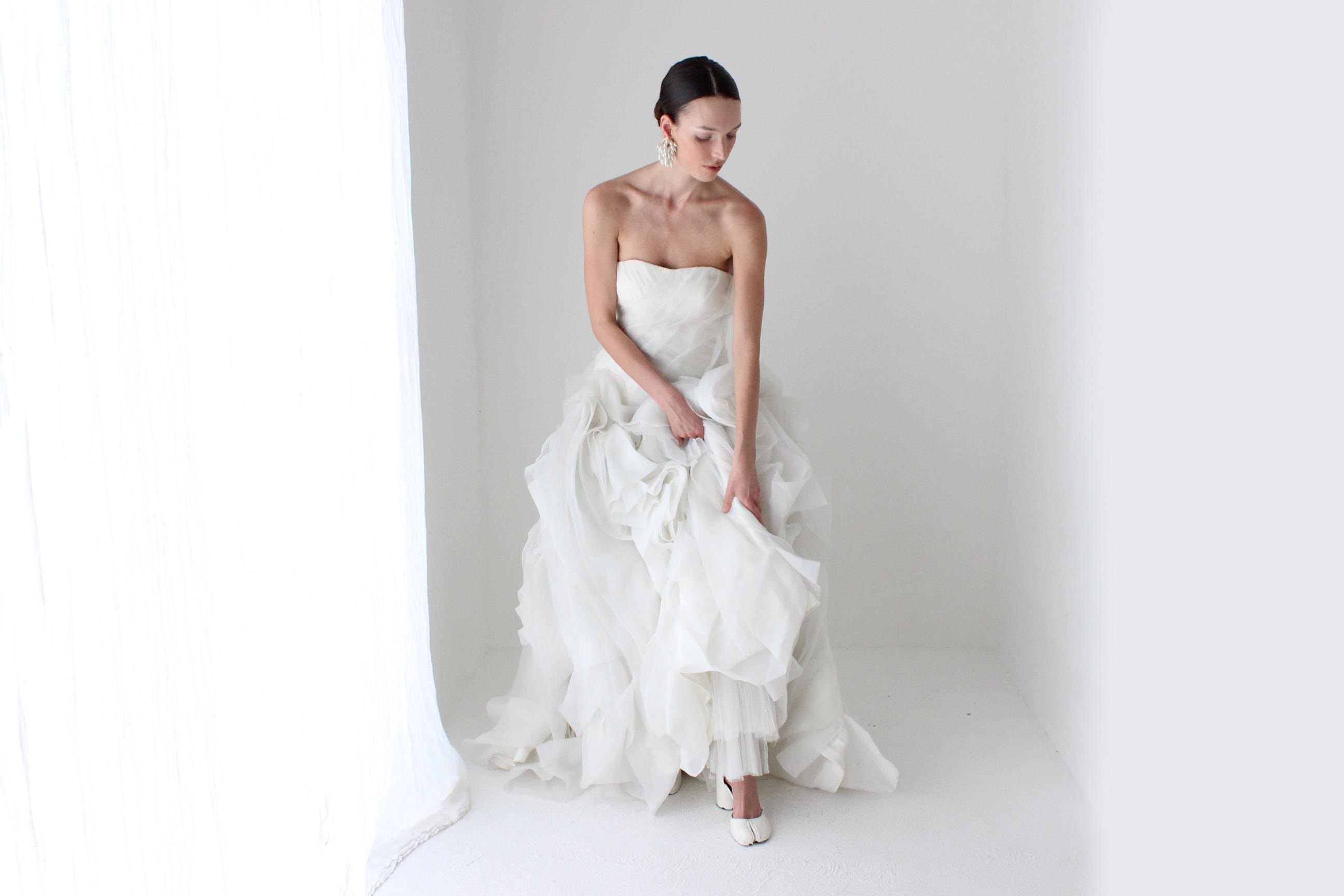 Custom 2000s 'Distressed' Organza Wedding Gown