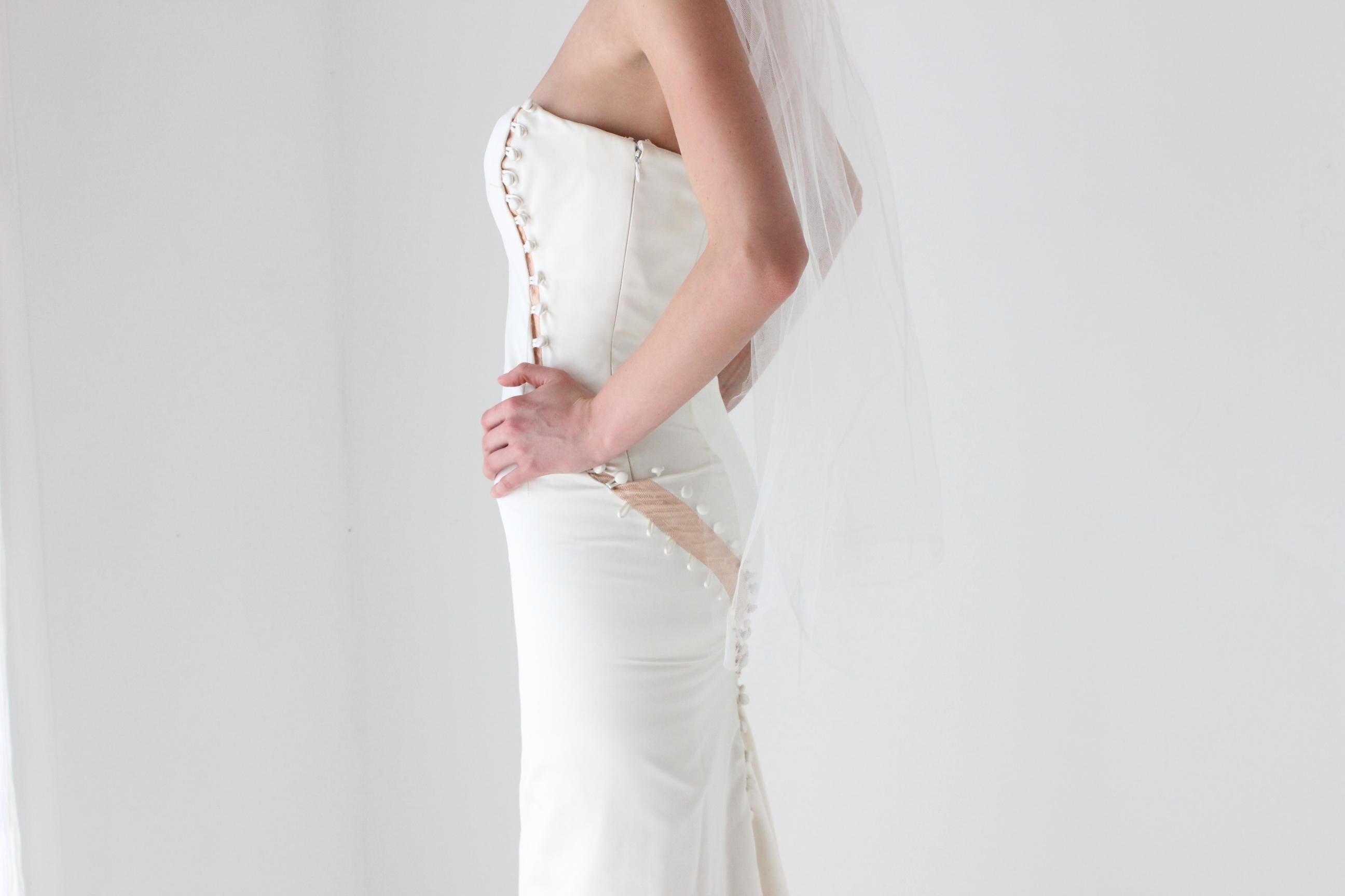 2011 Douglas Hannant Silk Satin Deconstructed Mermaid Gown