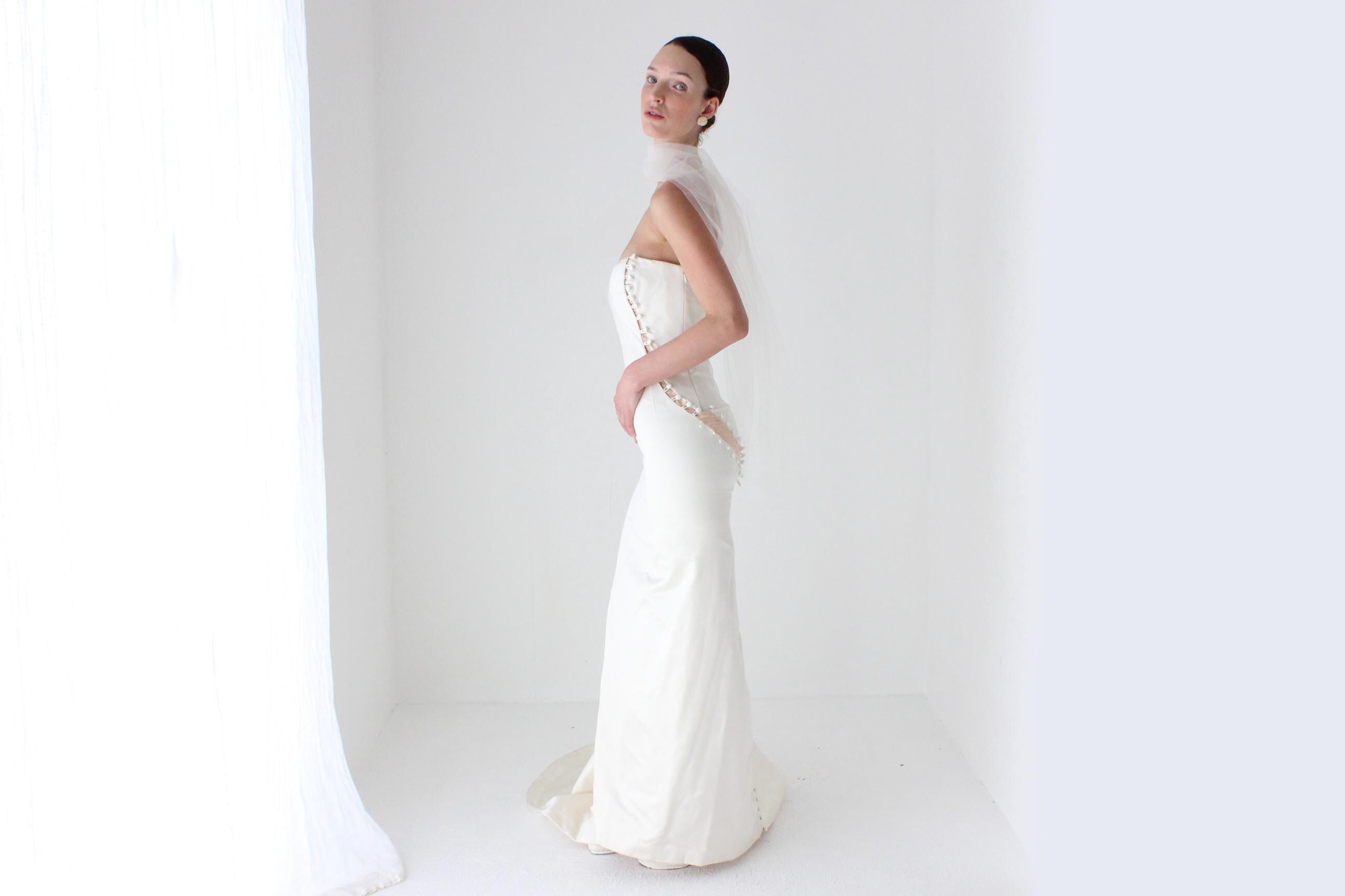 2011 Douglas Hannant Silk Satin Deconstructed Mermaid Gown