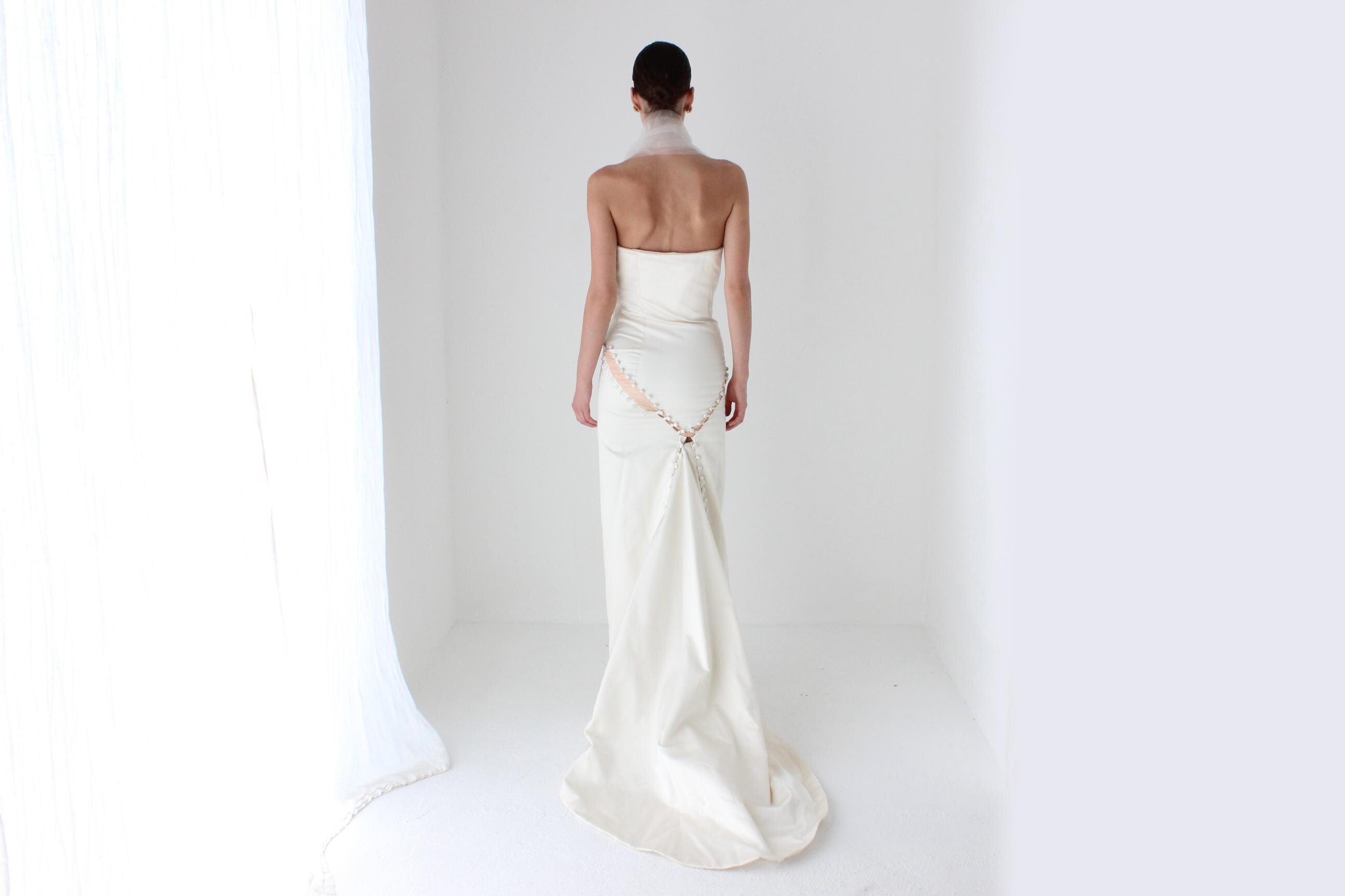 2011 Douglas Hannant Silk Satin Deconstructed Mermaid Gown