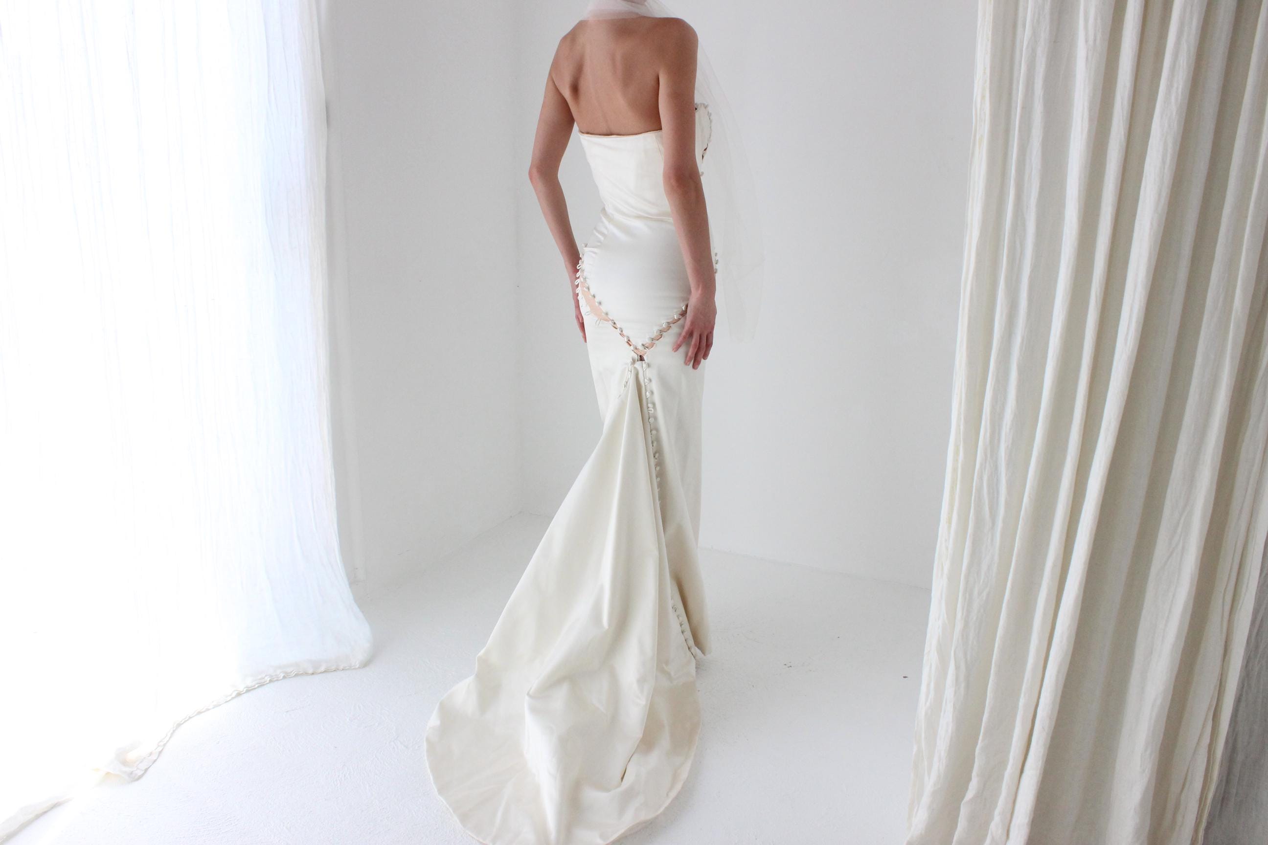 2011 Douglas Hannant Silk Satin Deconstructed Mermaid Gown
