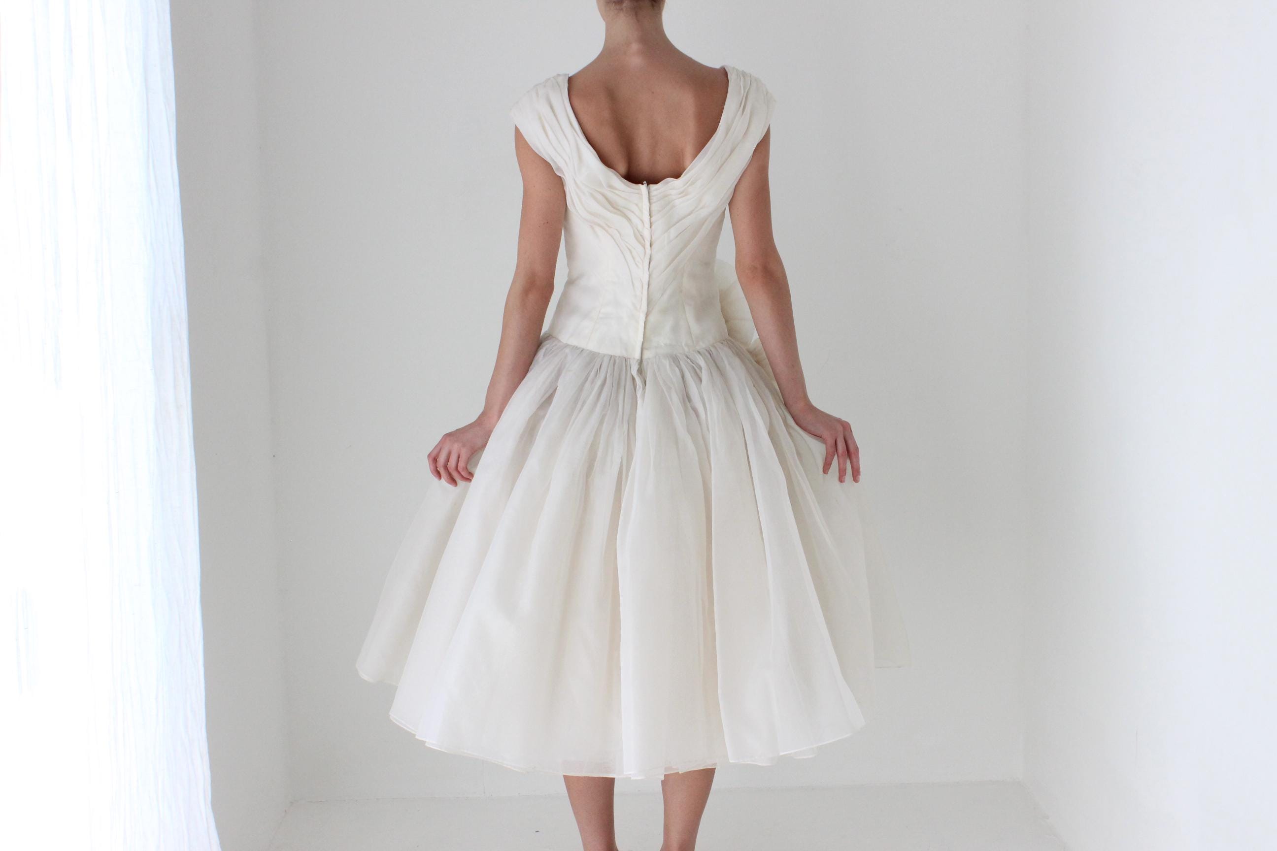 1989 Custom Made Silk Organza Sculptural Puff Dress