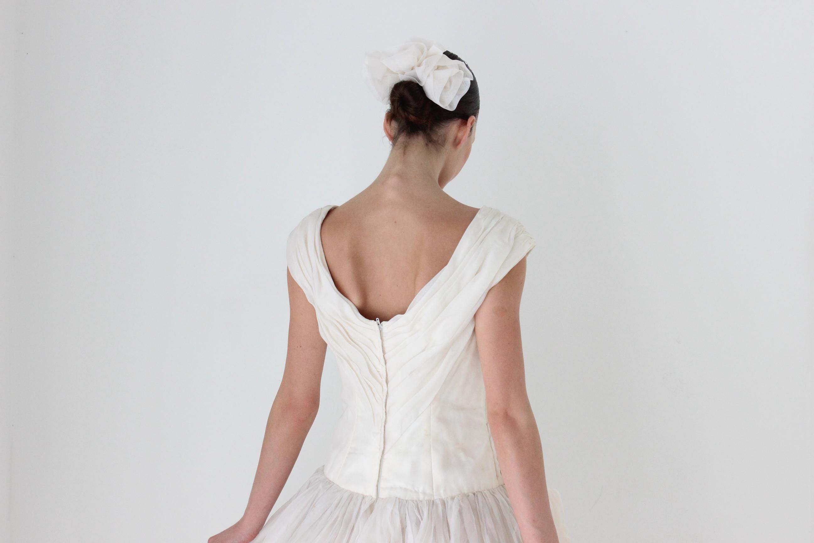 1989 Custom Made Silk Organza Sculptural Puff Dress