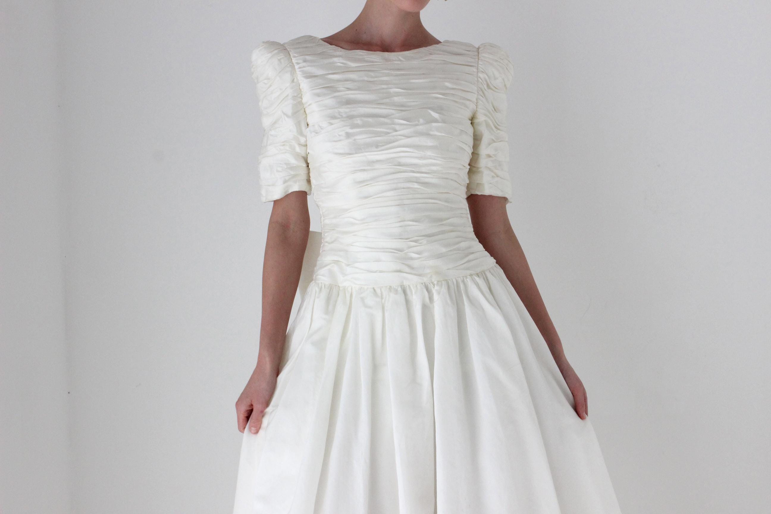 Glorious 80s Victor Costa Silk Taffeta Tea Length Dress
