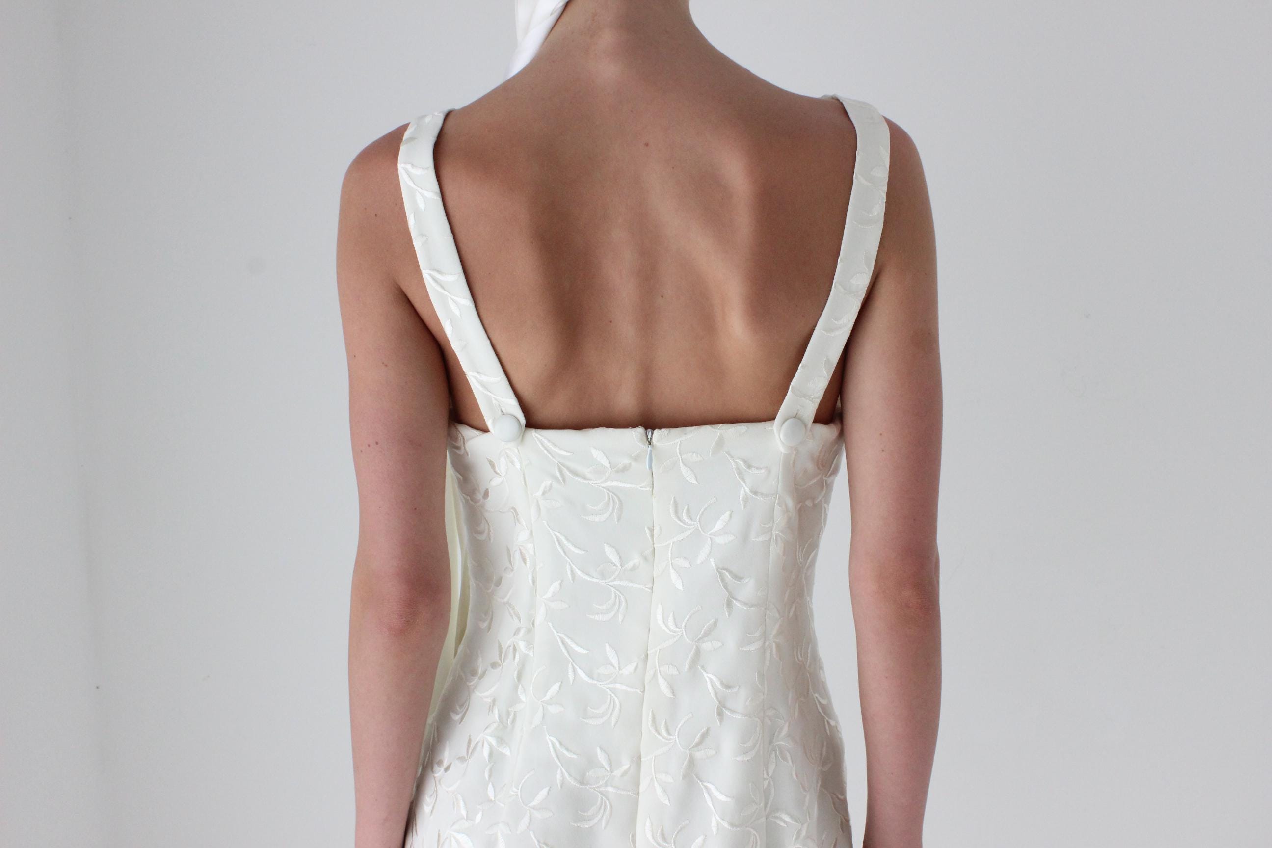 90s Nicole Miller Embroidered Boat Neck Dress
