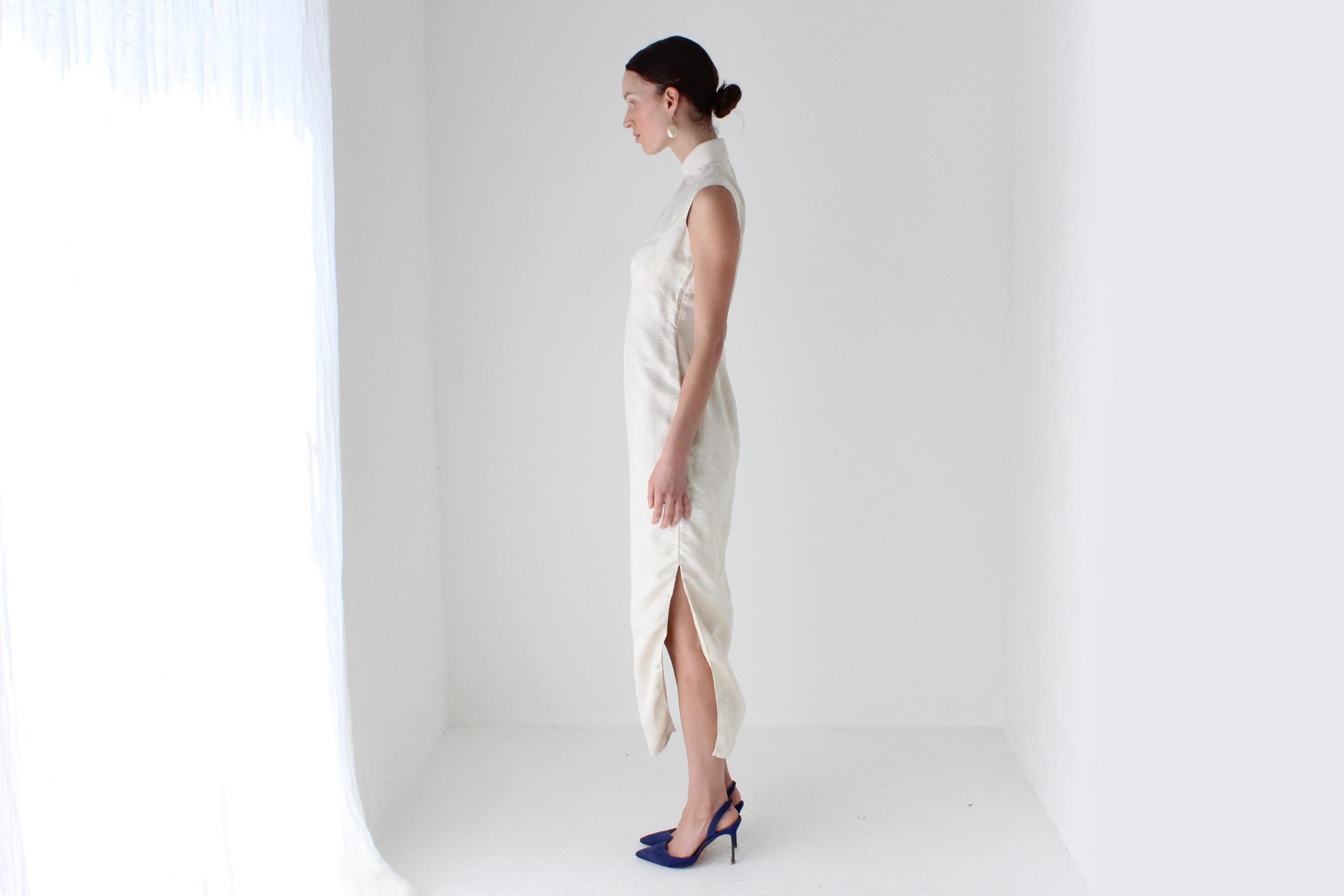 80s Custom Made Mandarin Collar Dress