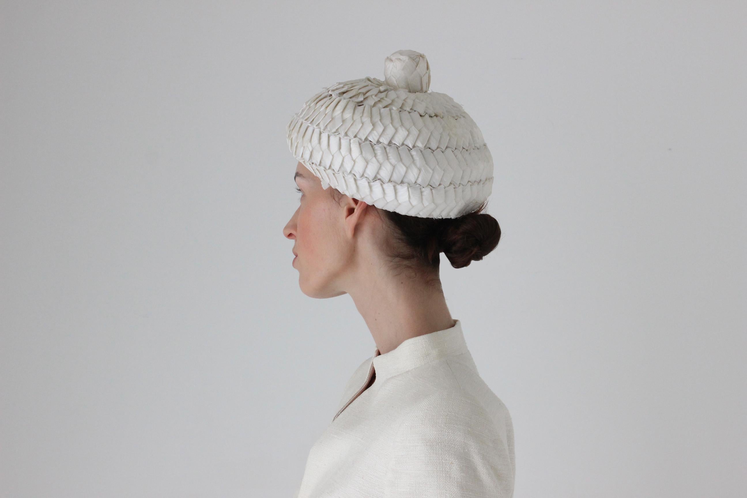 60s Woven Raffia 'Beret' Hat