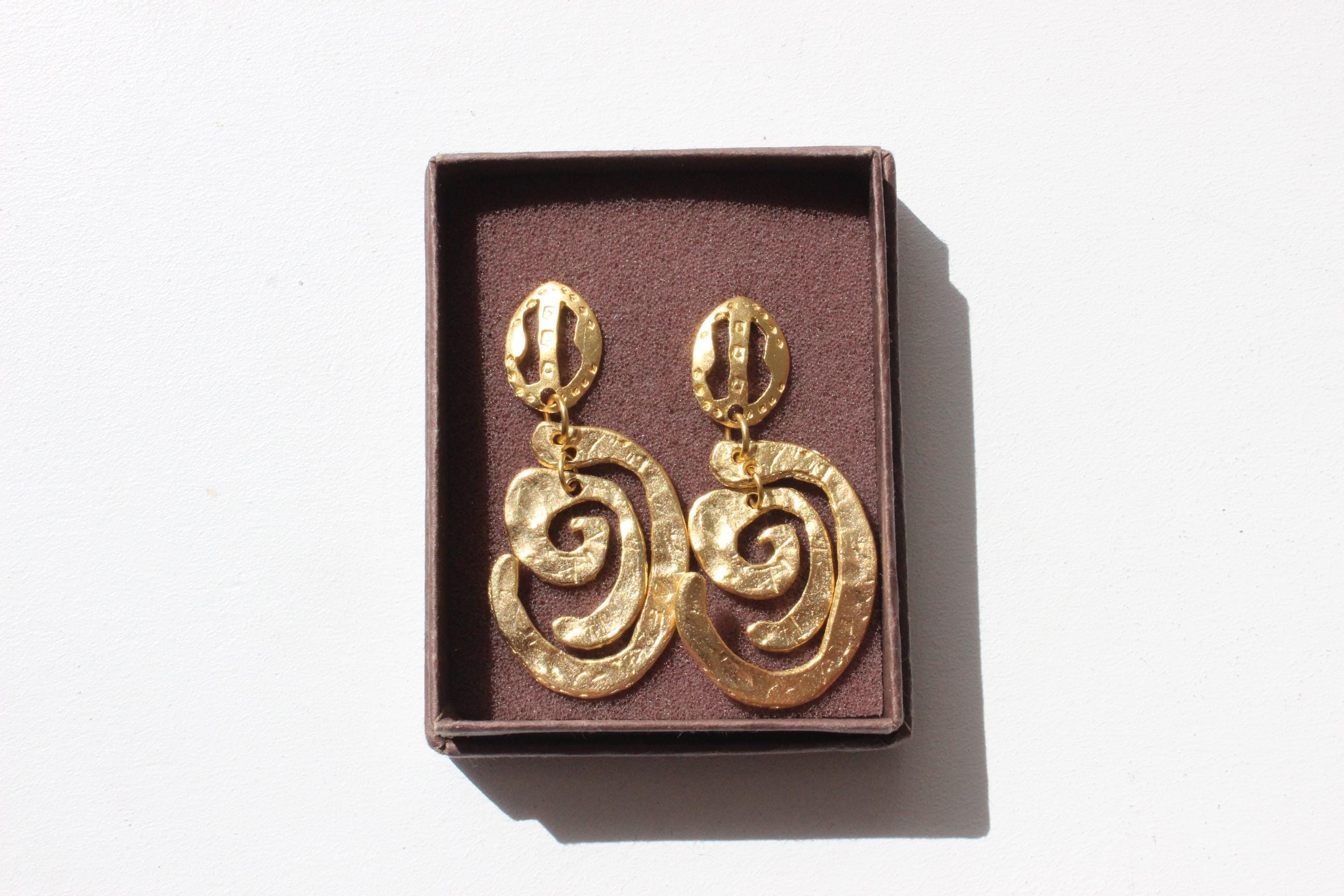 Abstract Hammered Gold Art Earrings
