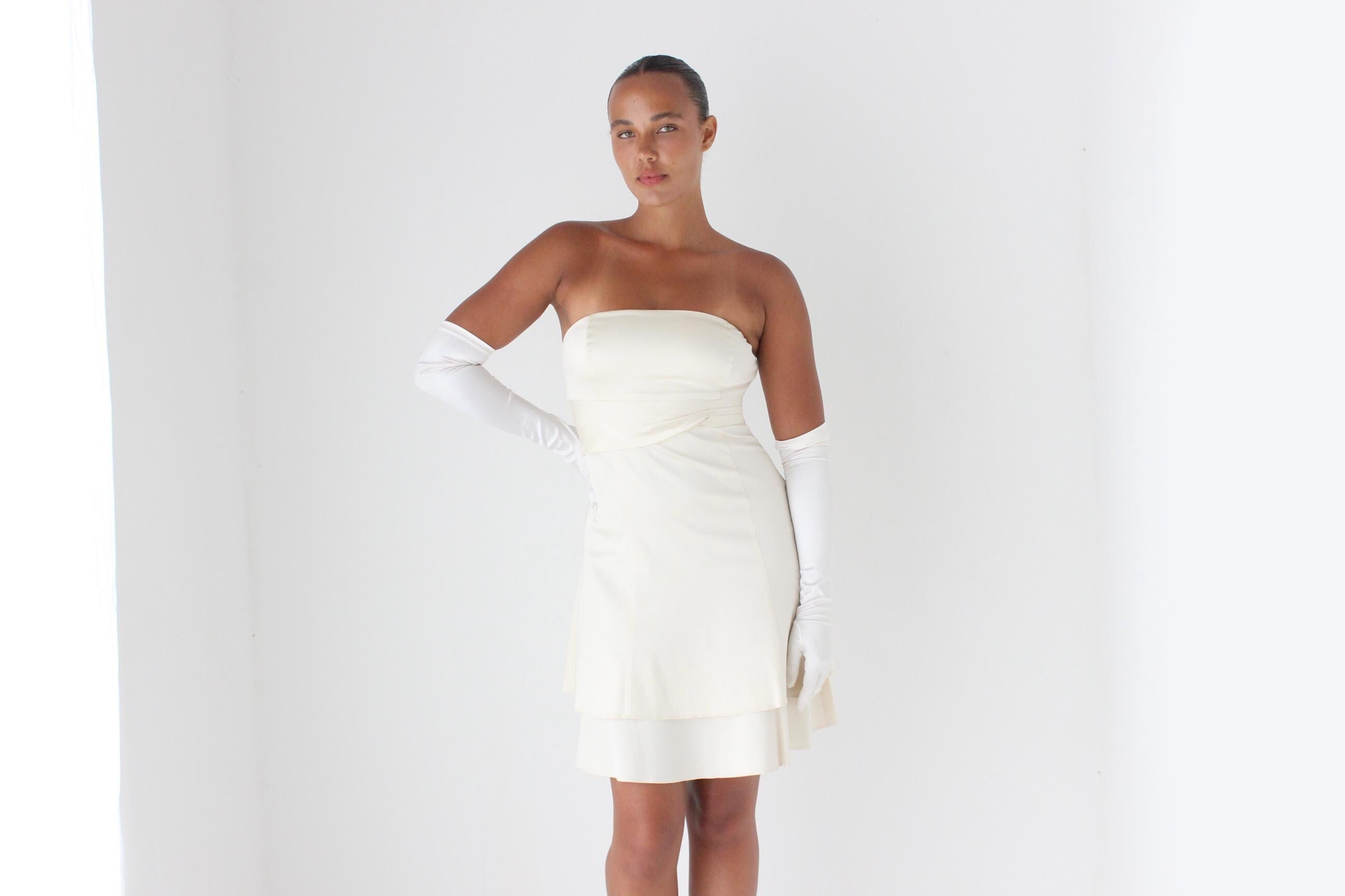 Sexy Y2K Strapless Satin Mini