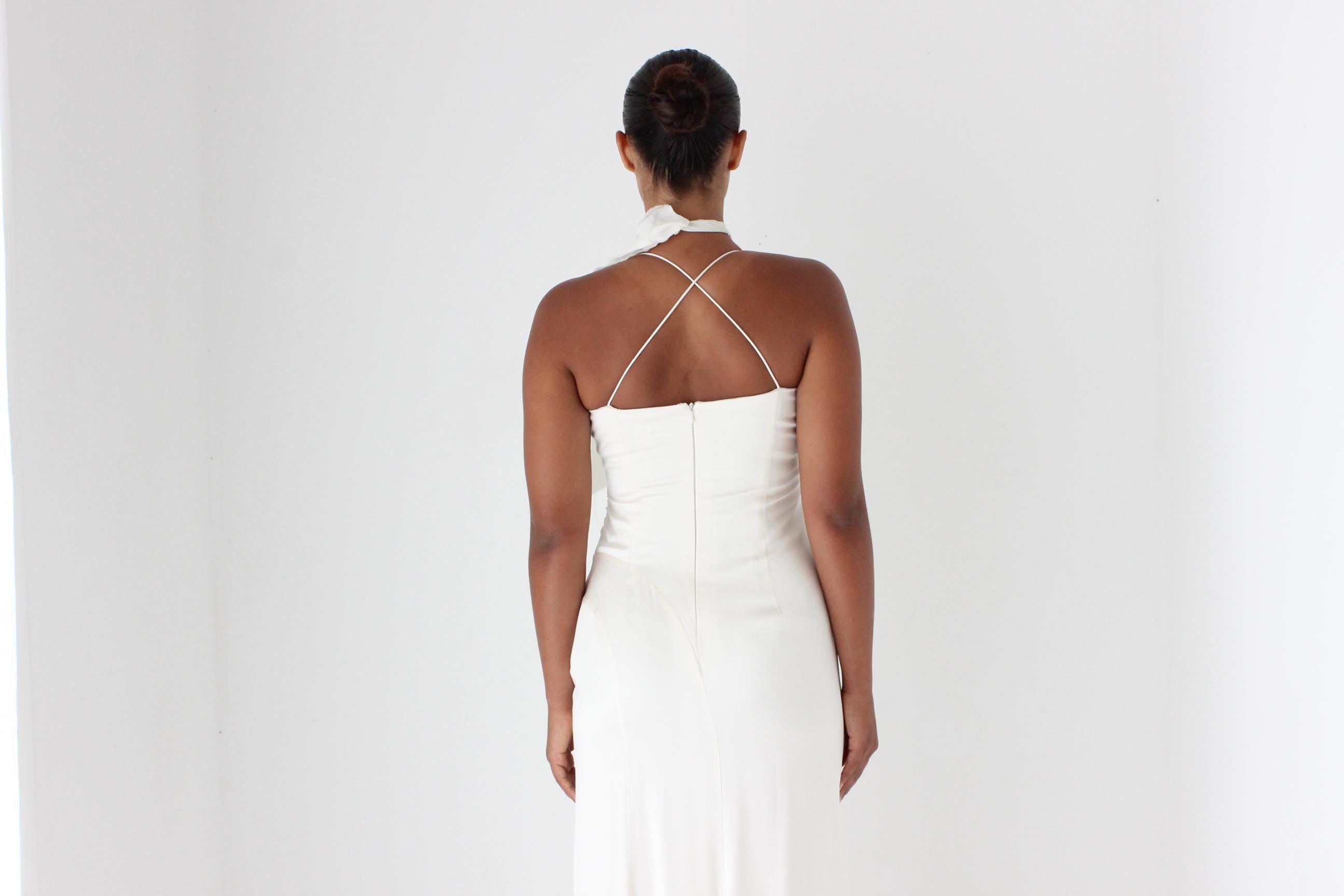 90s Nicole Miller Liquid Silk Satin Spaghetti Strap Slip Gown