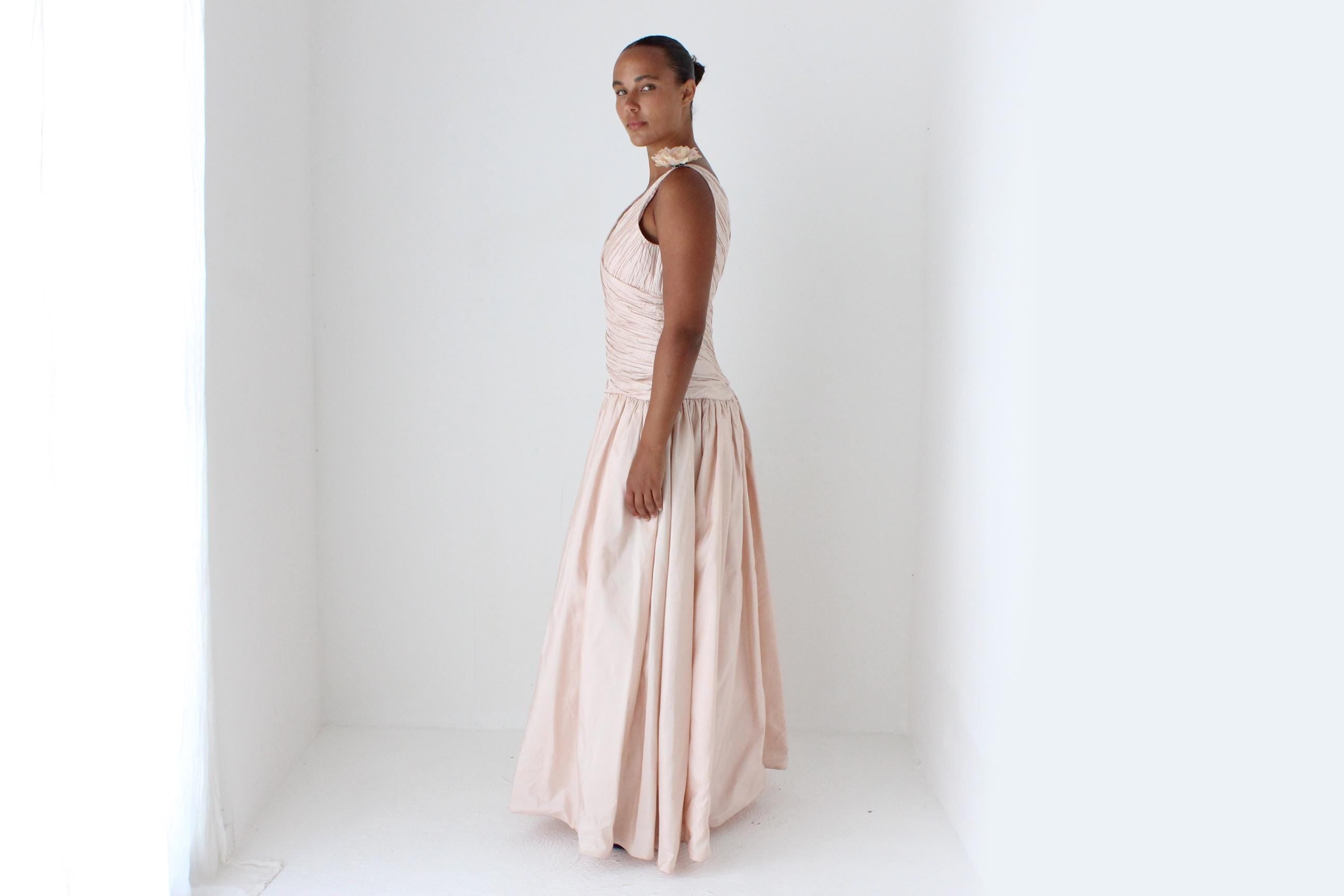 80s Victoria Royal Ballet Pink Silk Taffeta Gown