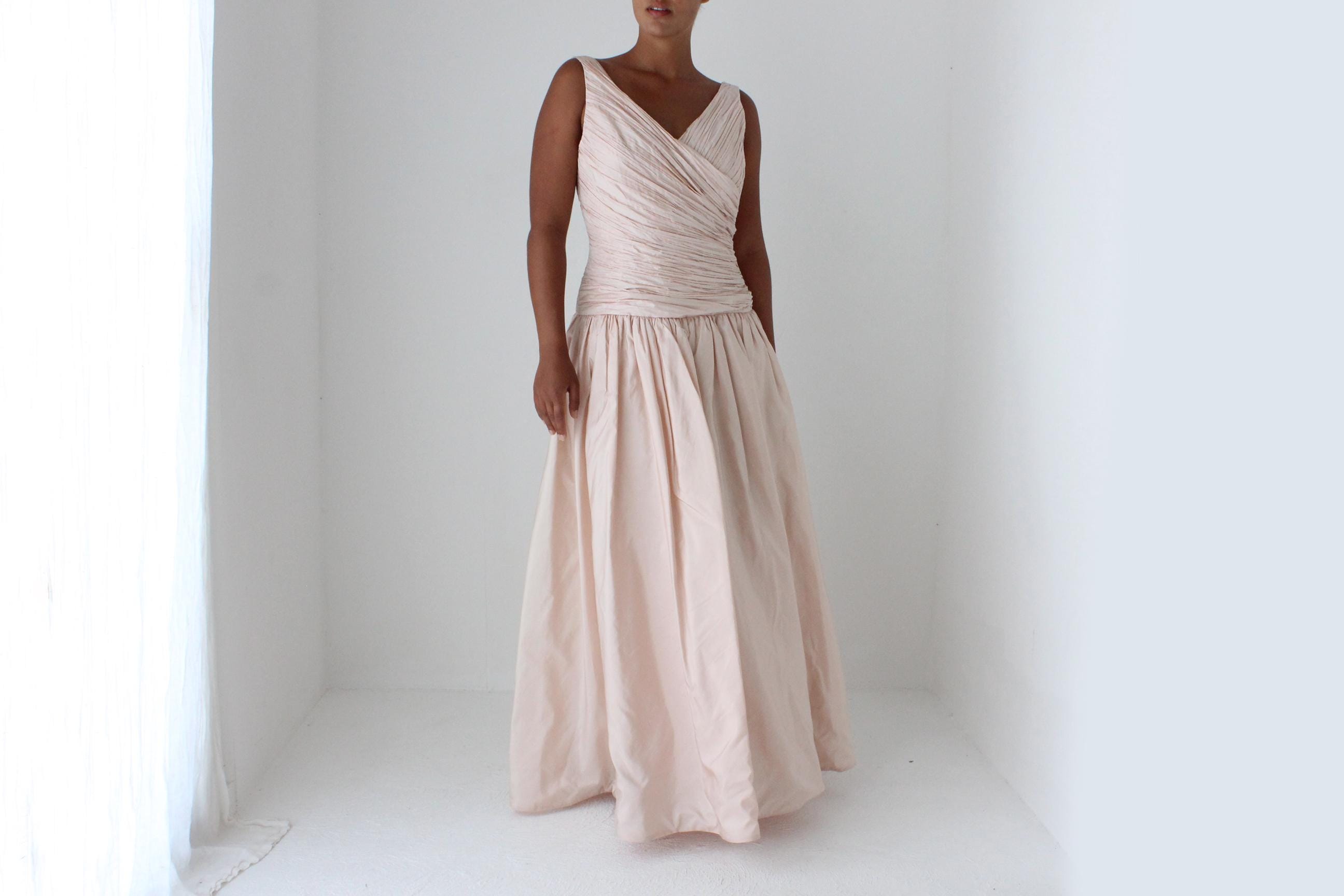 80s Victoria Royal Ballet Pink Silk Taffeta Gown