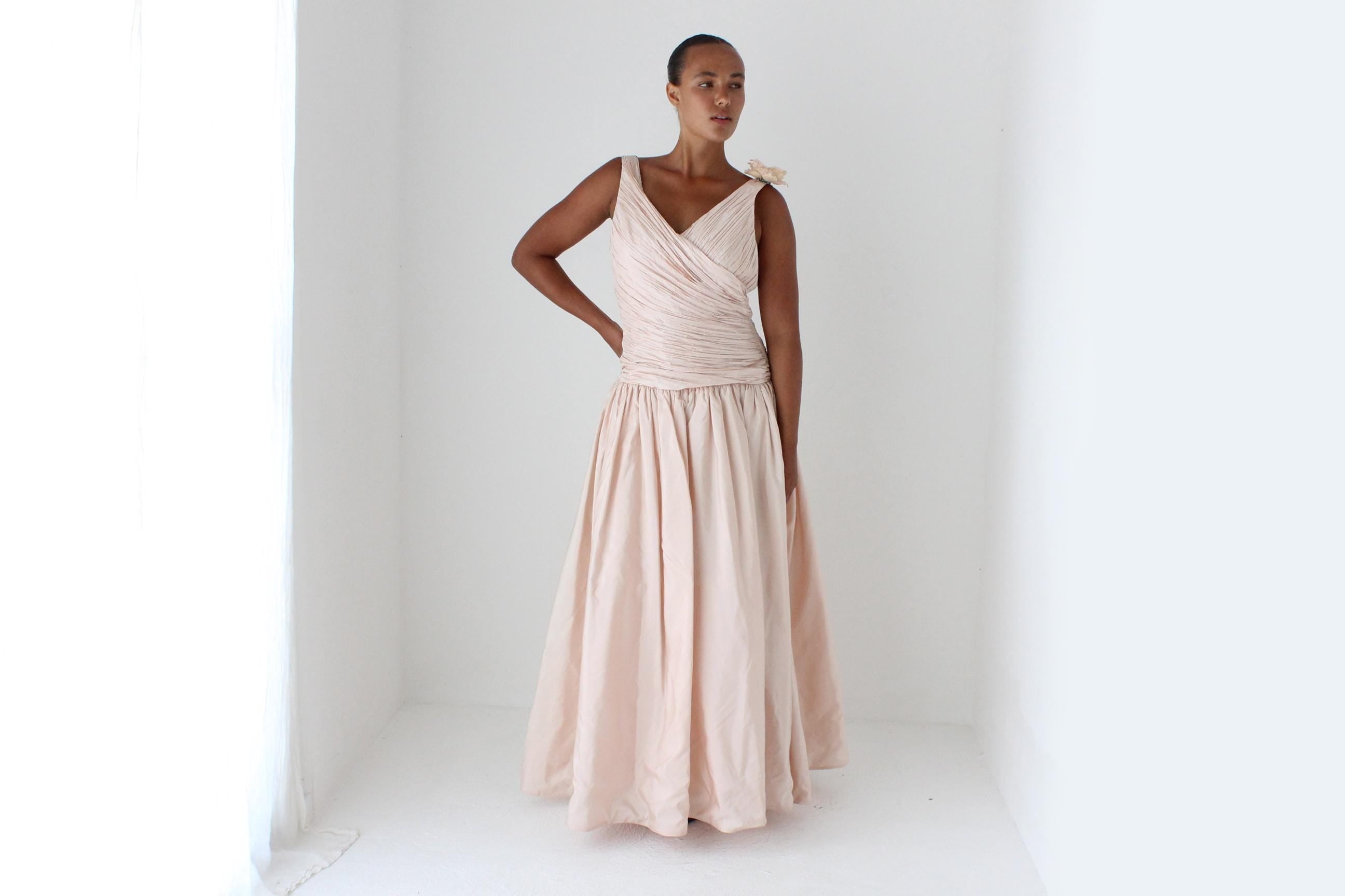 80s Victoria Royal Ballet Pink Silk Taffeta Gown