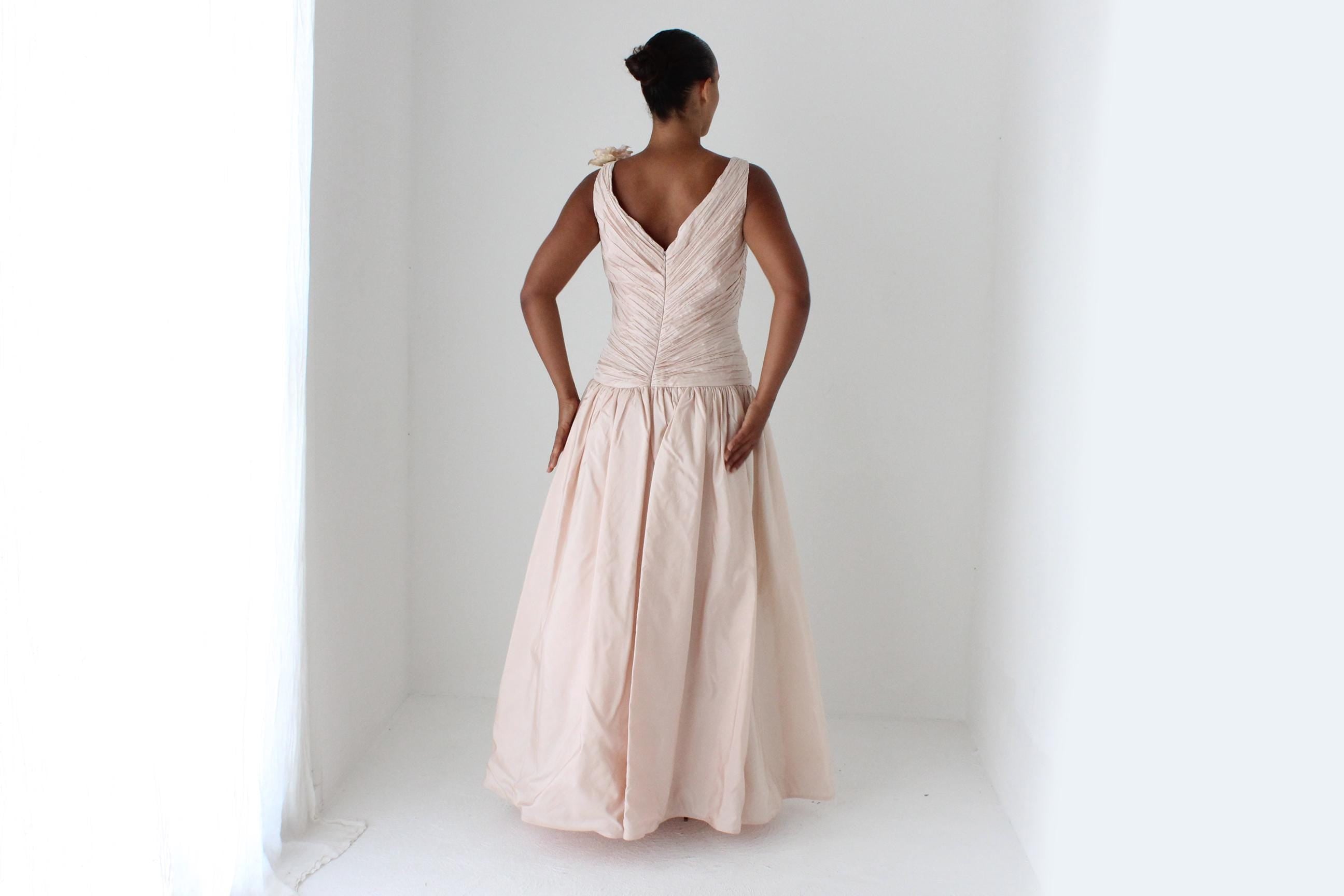 80s Victoria Royal Ballet Pink Silk Taffeta Gown