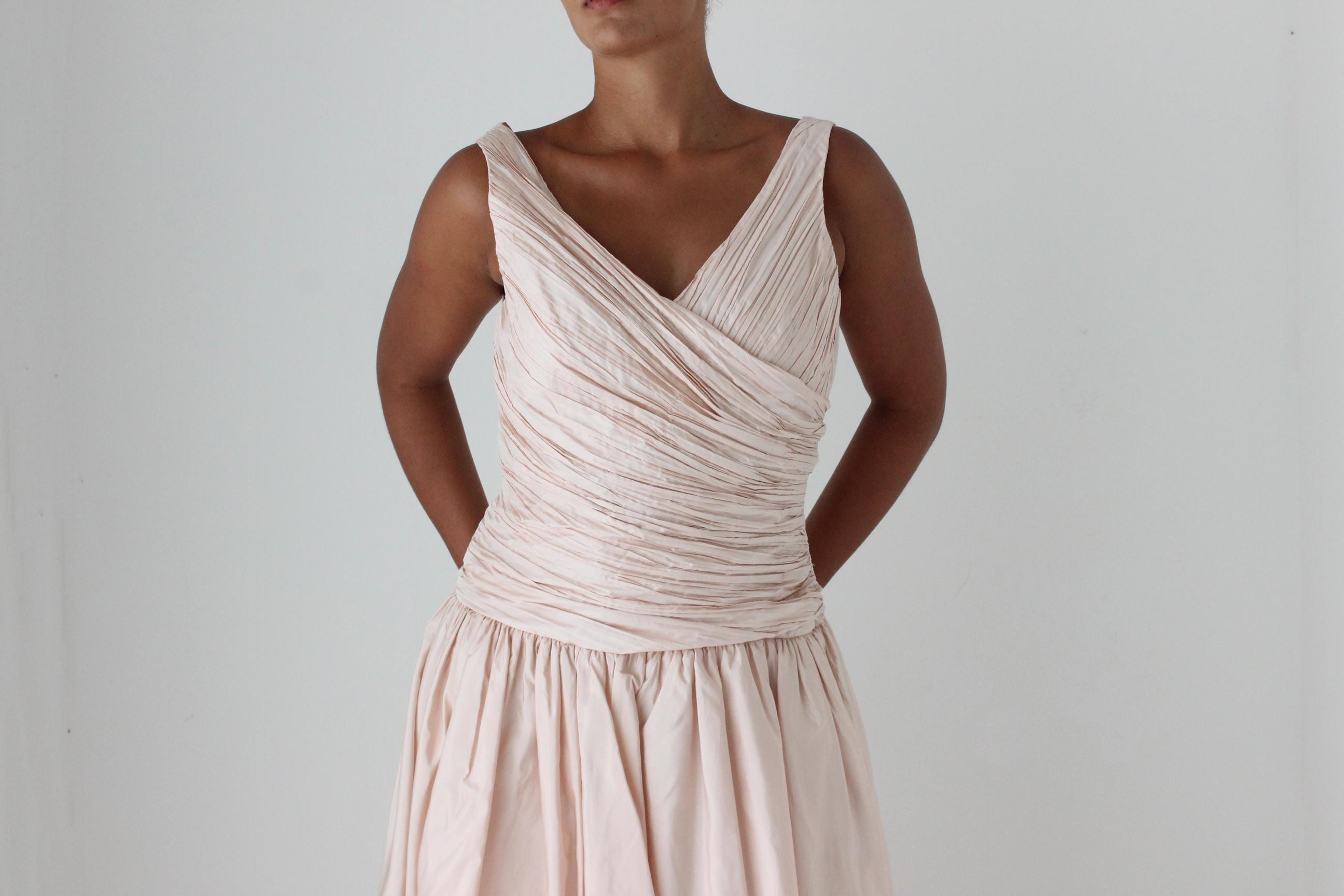 80s Victoria Royal Ballet Pink Silk Taffeta Gown