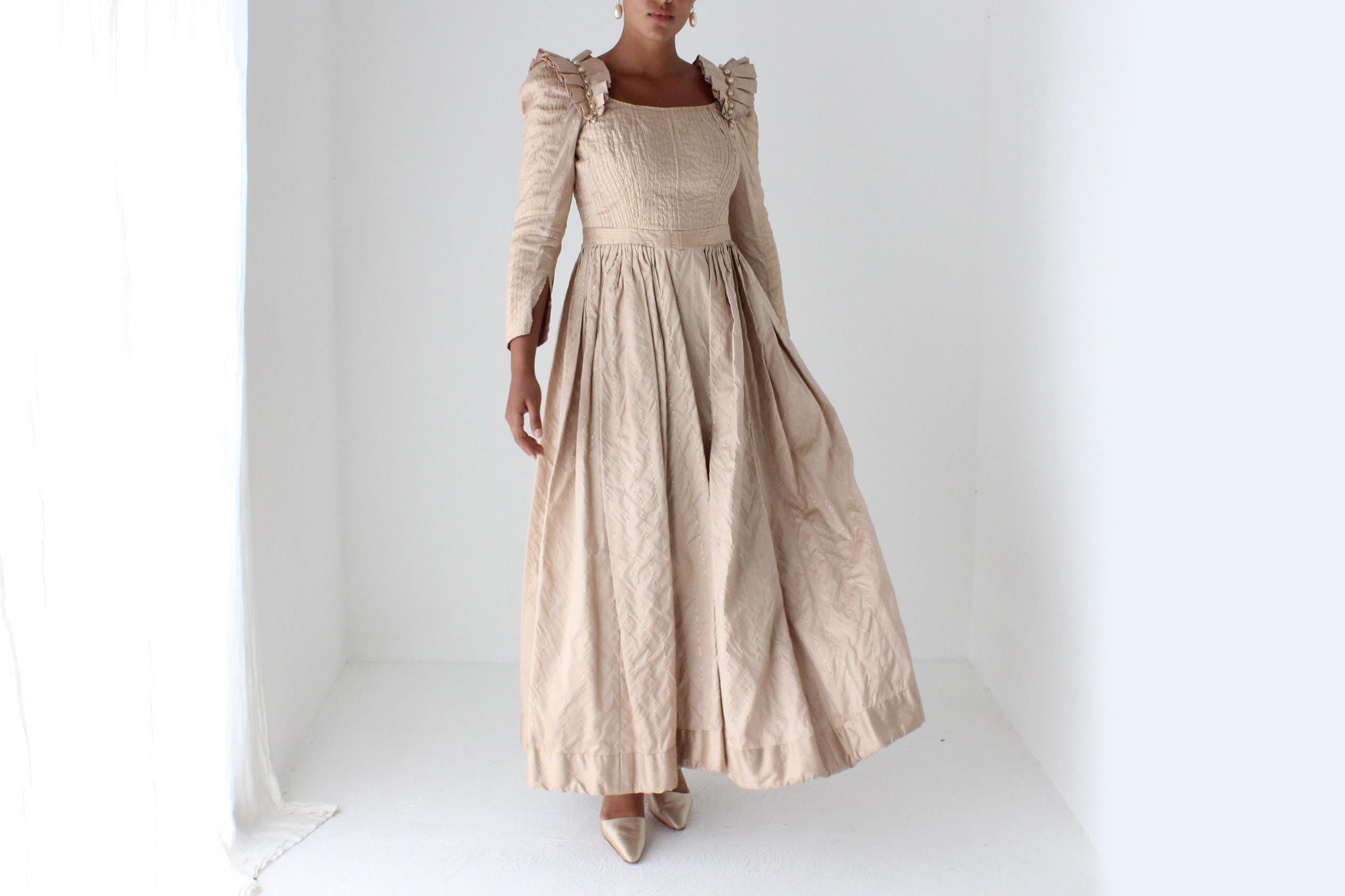 Bespoke 80s Renaissance Silk Taffeta Gown