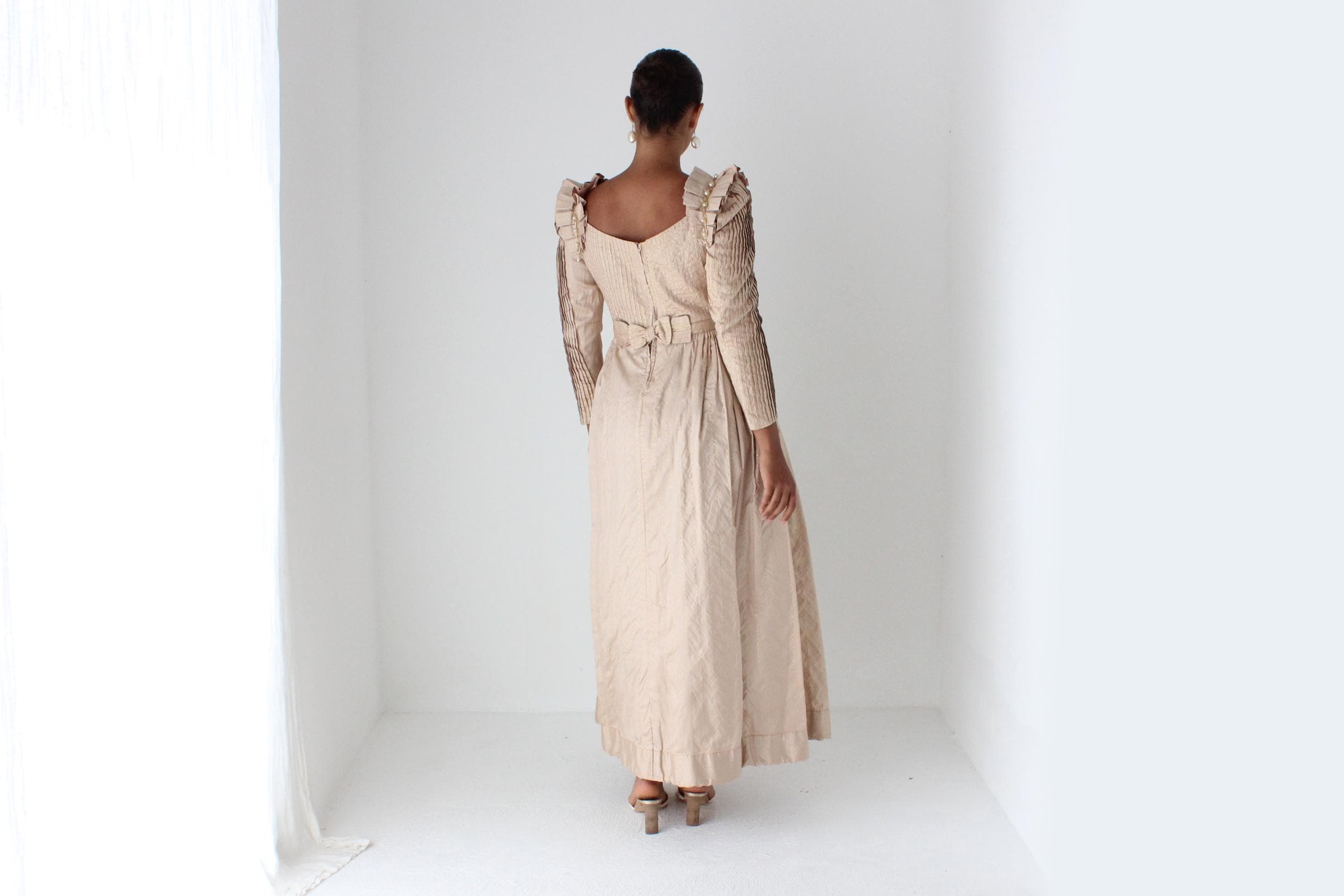 Bespoke 80s Renaissance Silk Taffeta Gown