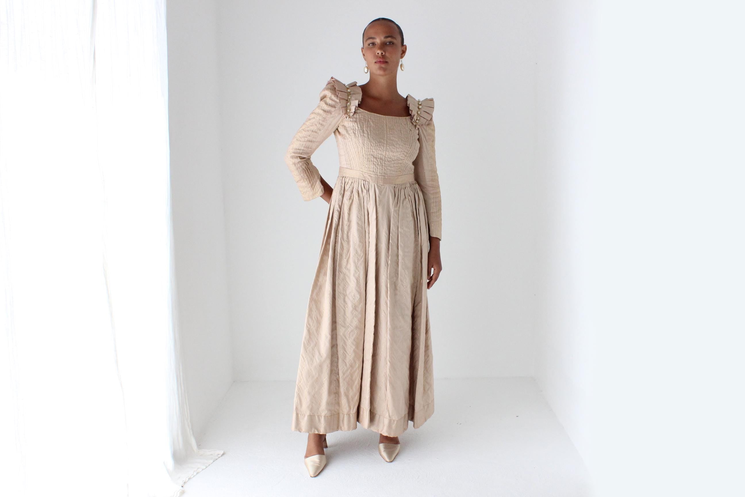 Bespoke 80s Renaissance Silk Taffeta Gown