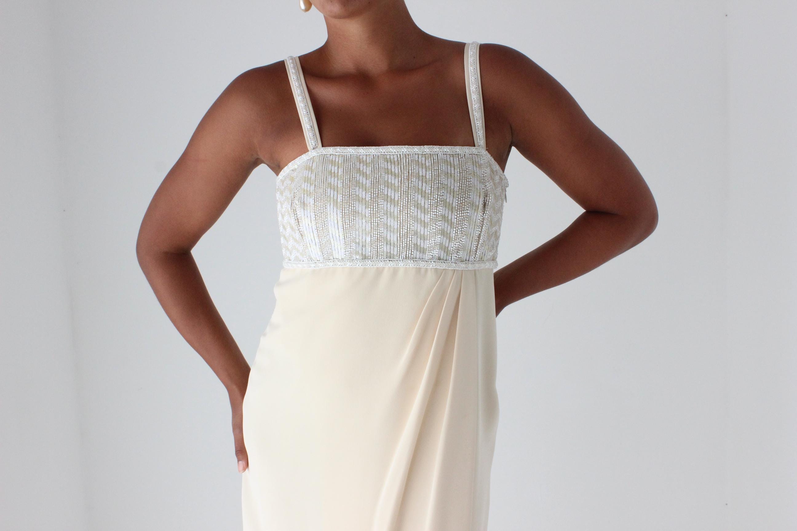 1980s ESCADA COUTURE Beaded Column Gown
