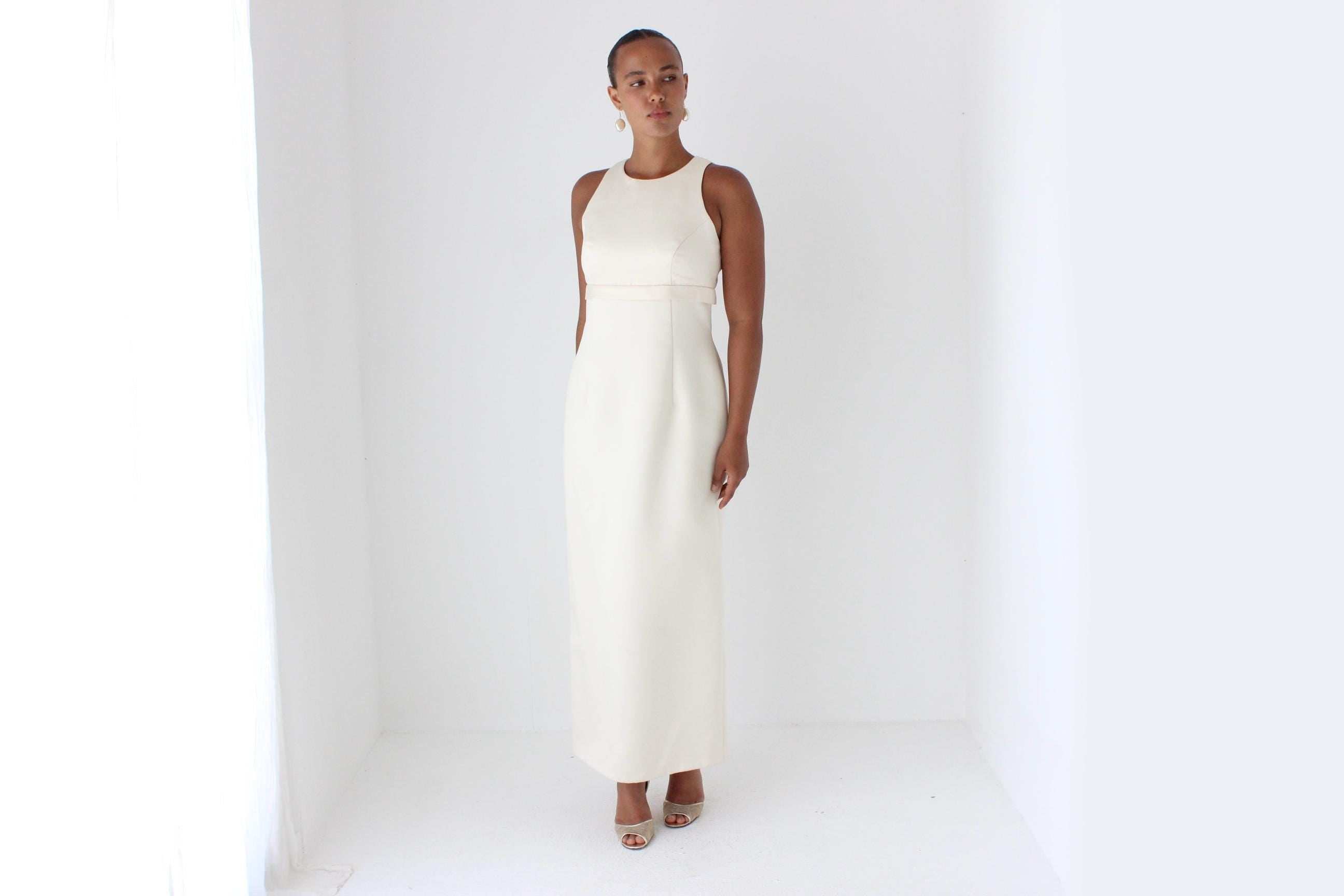 1990s Cream Satin Column Gown