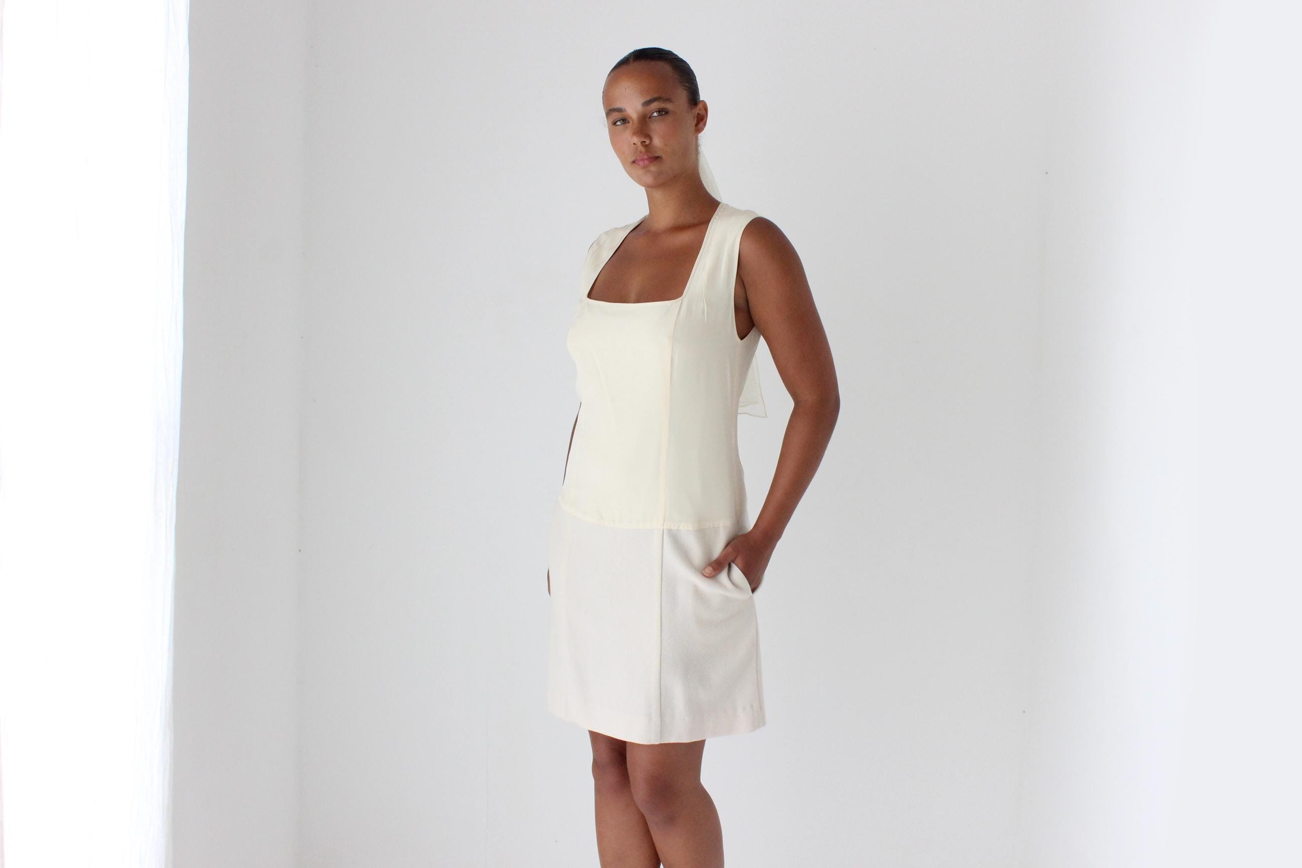 Elegant 2000s Narcisco Rodriguez Silk & Wool Mini