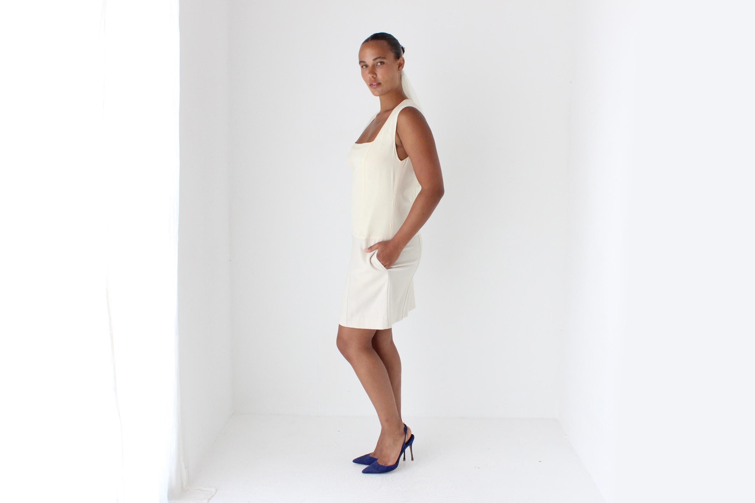 Elegant 2000s Narcisco Rodriguez Silk & Wool Mini