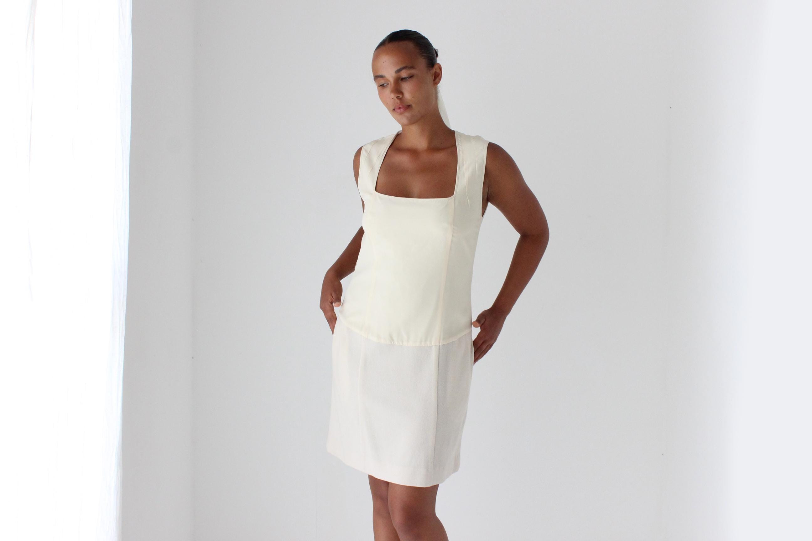 Elegant 2000s Narcisco Rodriguez Silk & Wool Mini