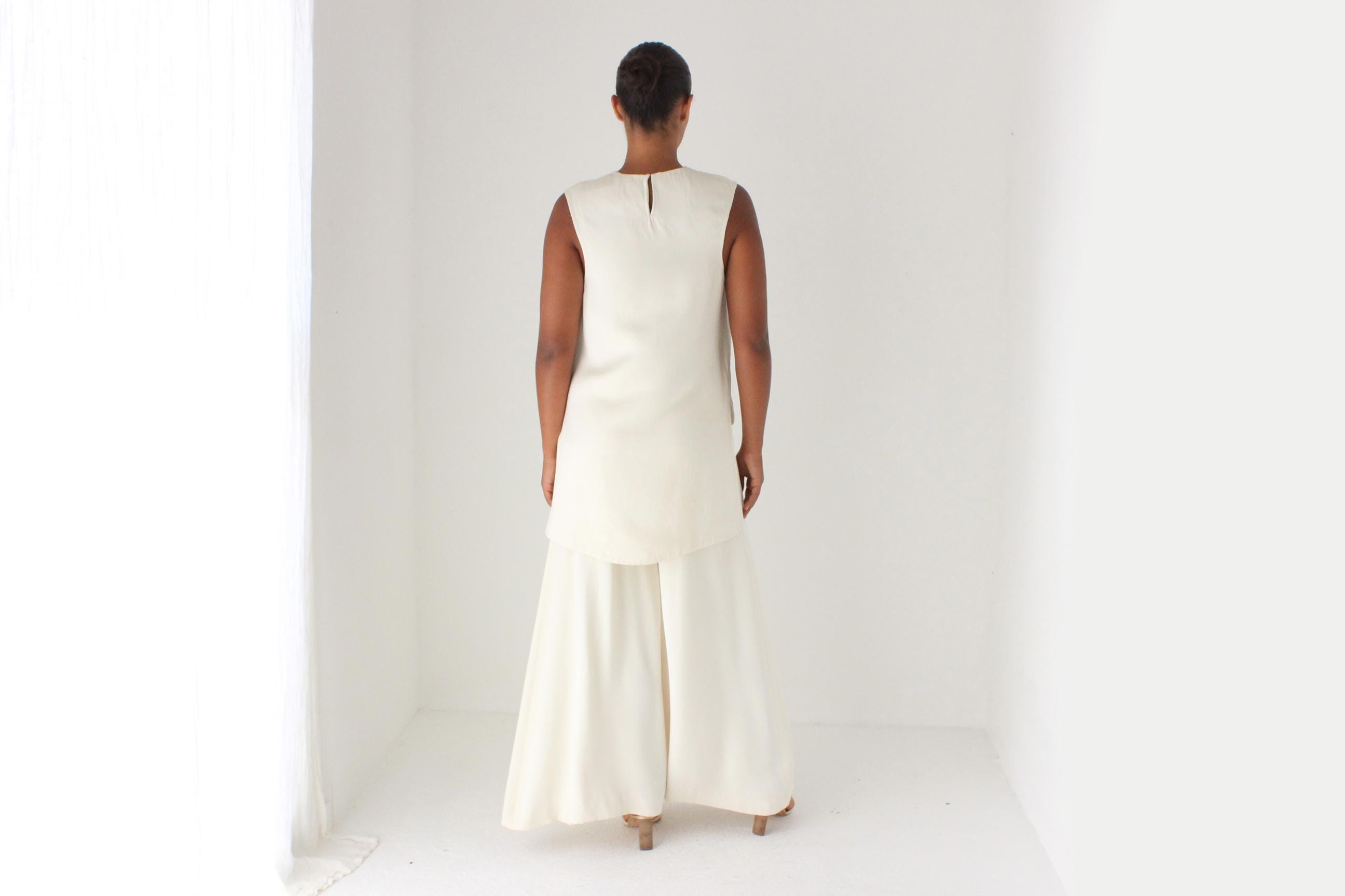 Wide Leg Silk Bridal Couture Pants by Reem Arca