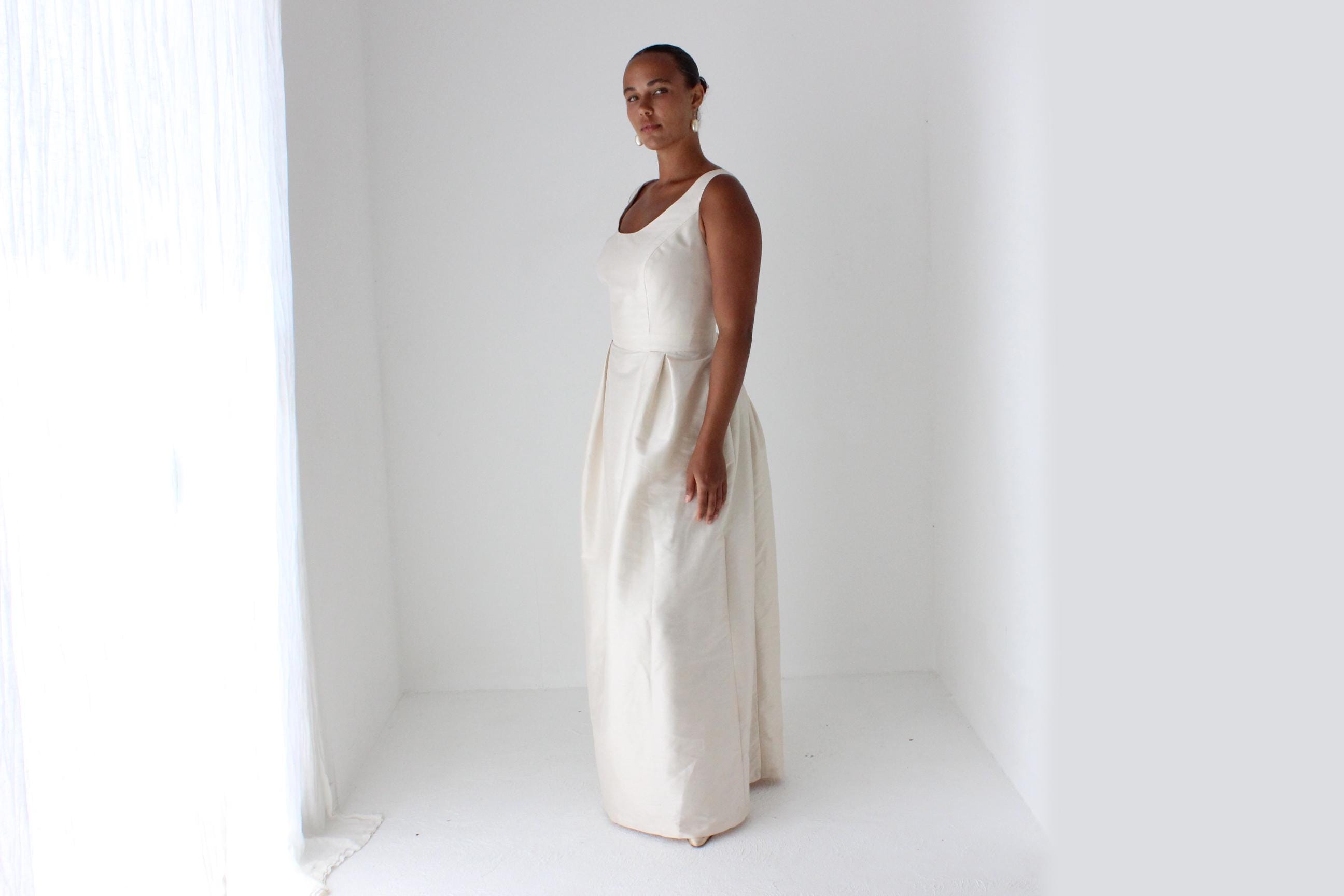 Alfred Sung Silk-Look Blush Wedding Gown