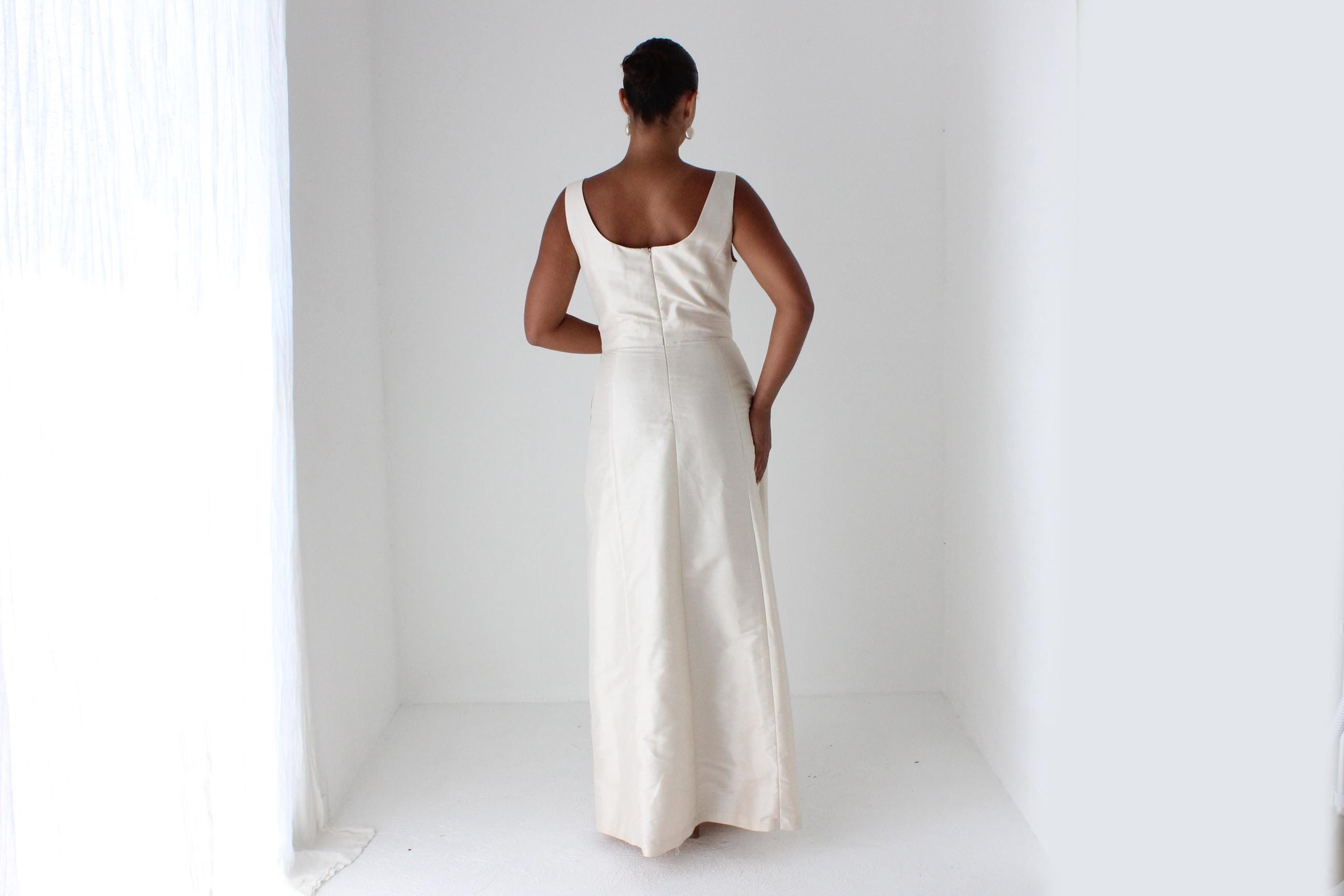Alfred Sung Silk-Look Blush Wedding Gown