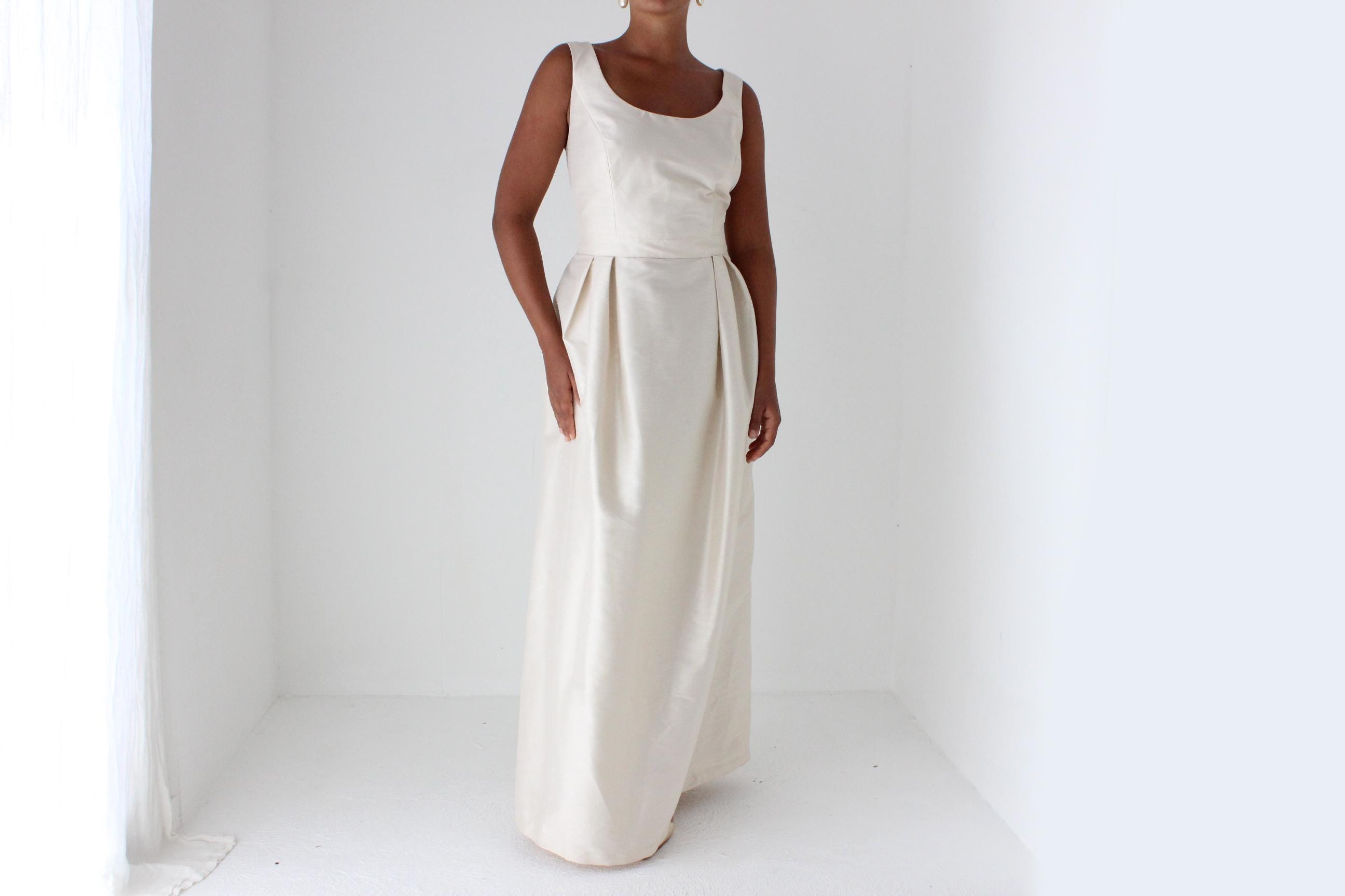 Alfred Sung Silk-Look Blush Wedding Gown