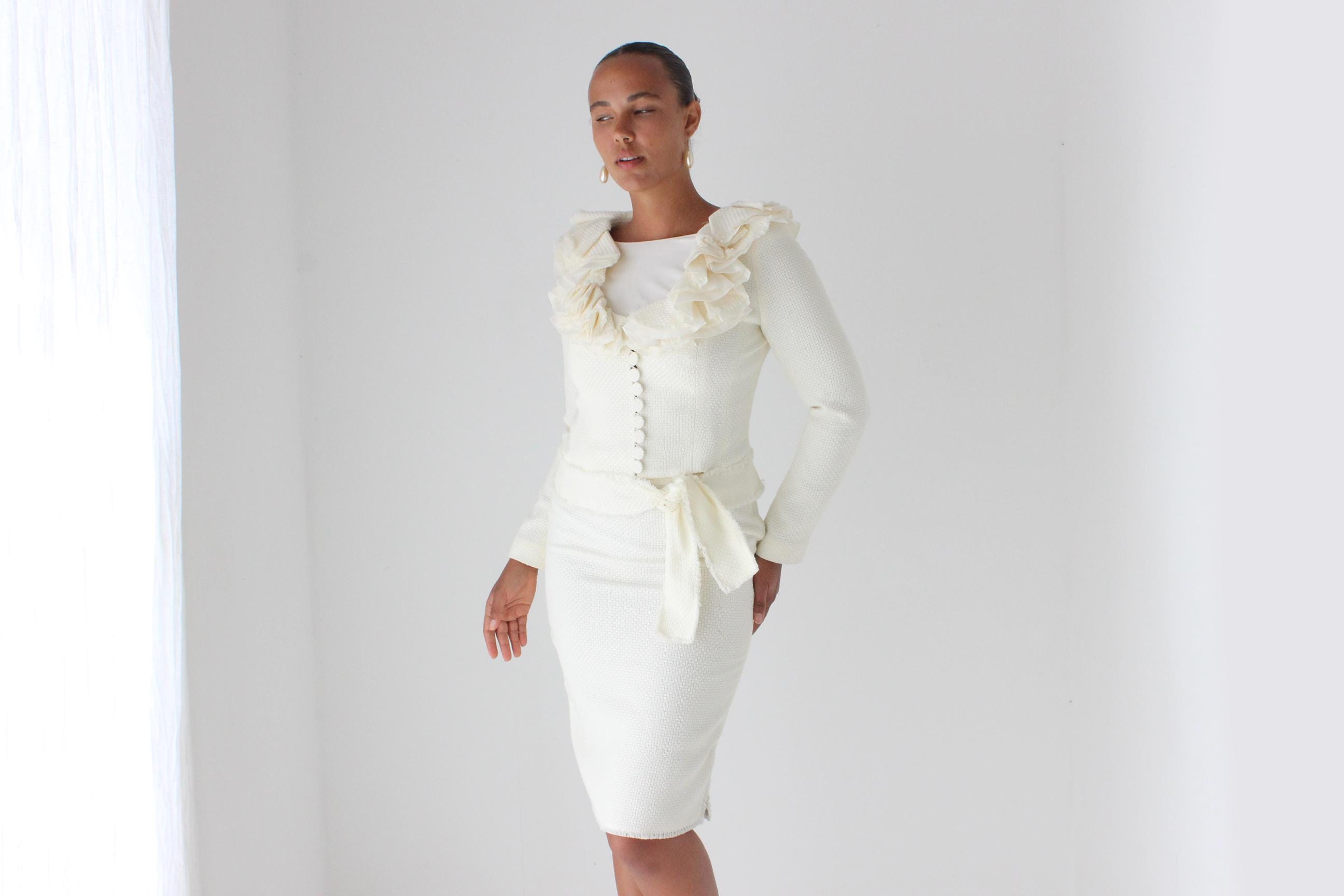 2000s Angelo Tarlazzi Ruffle Suit Set