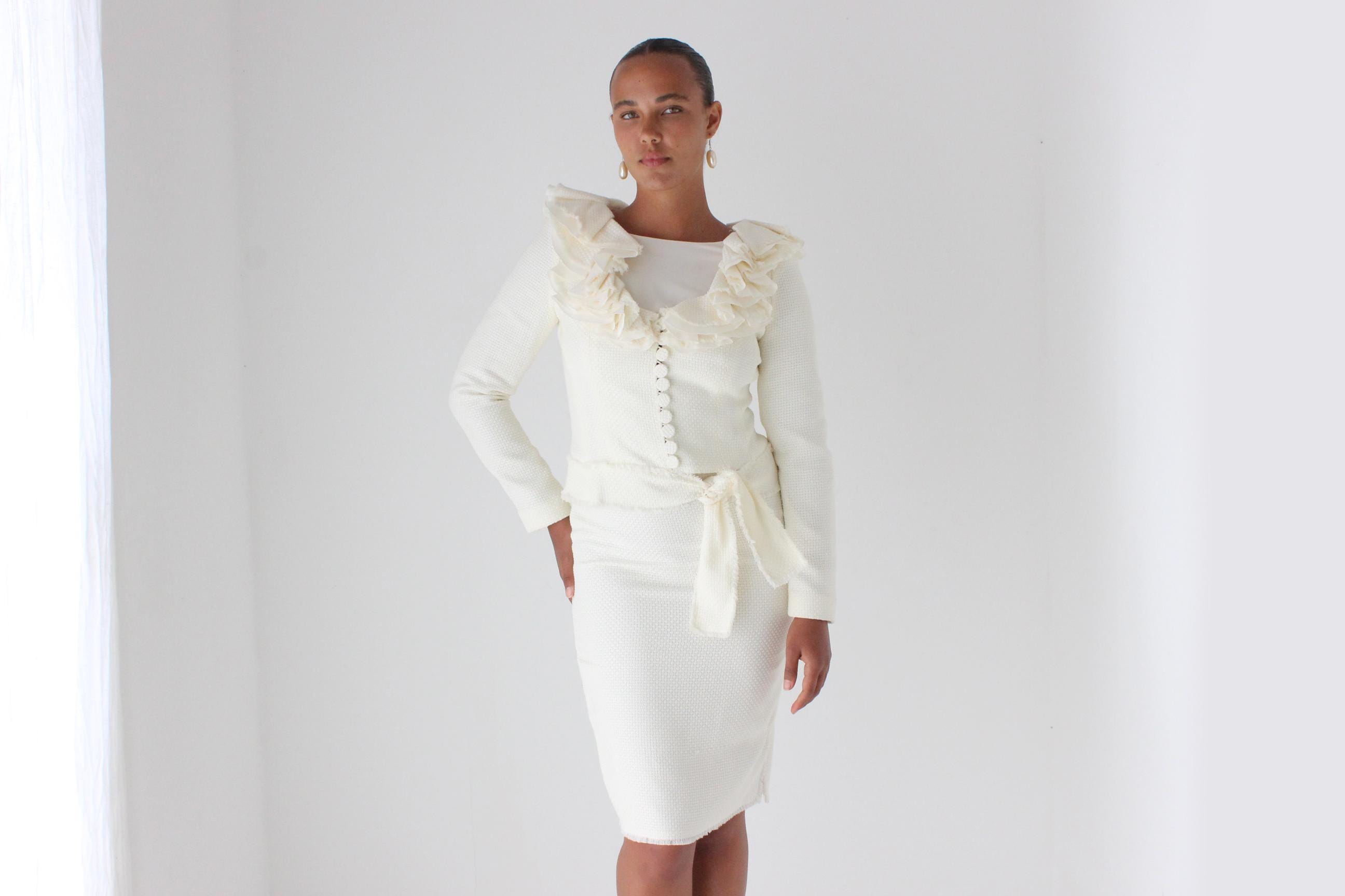 2000s Angelo Tarlazzi Ruffle Suit Set