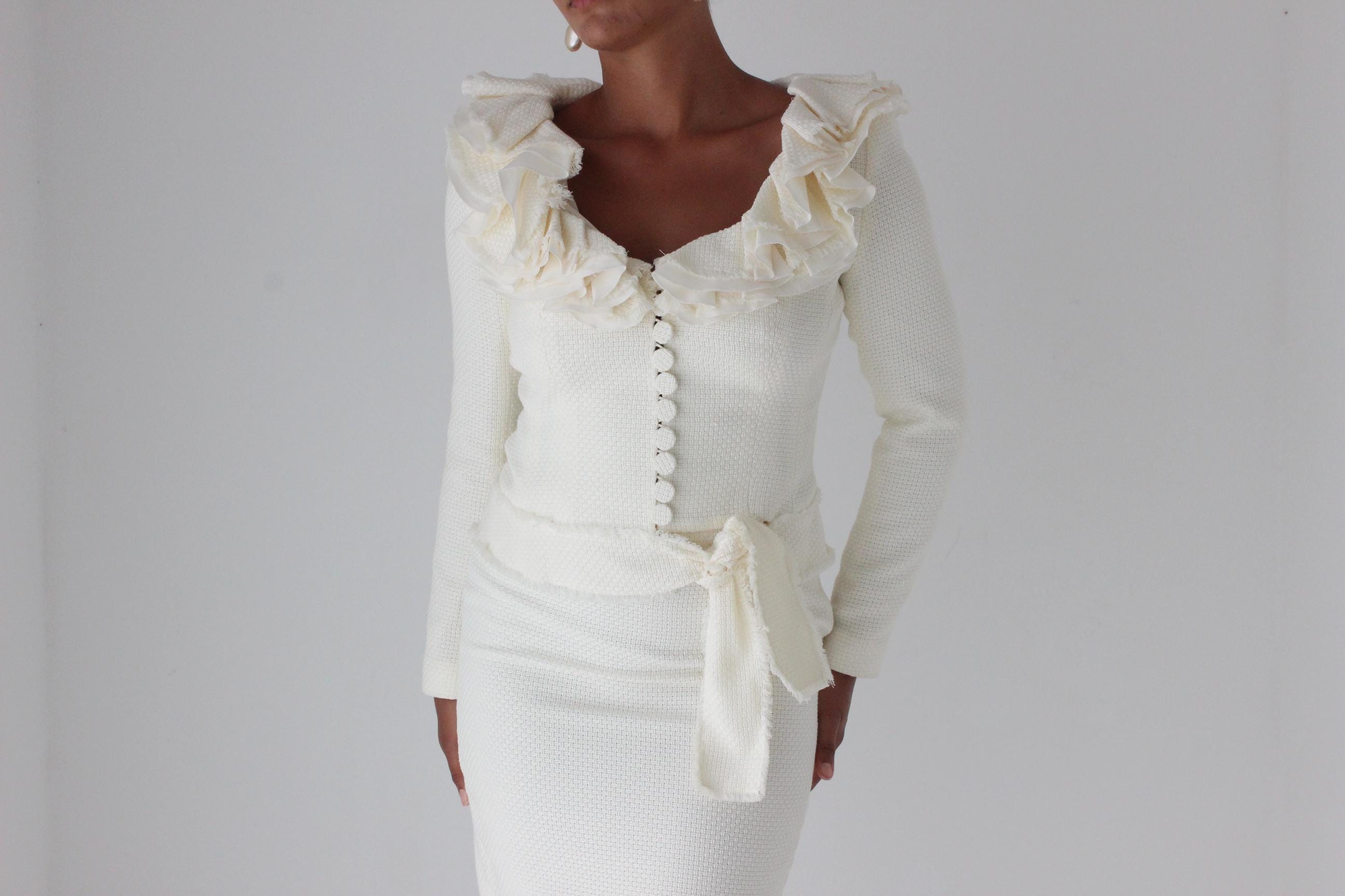 2000s Angelo Tarlazzi Ruffle Suit Set