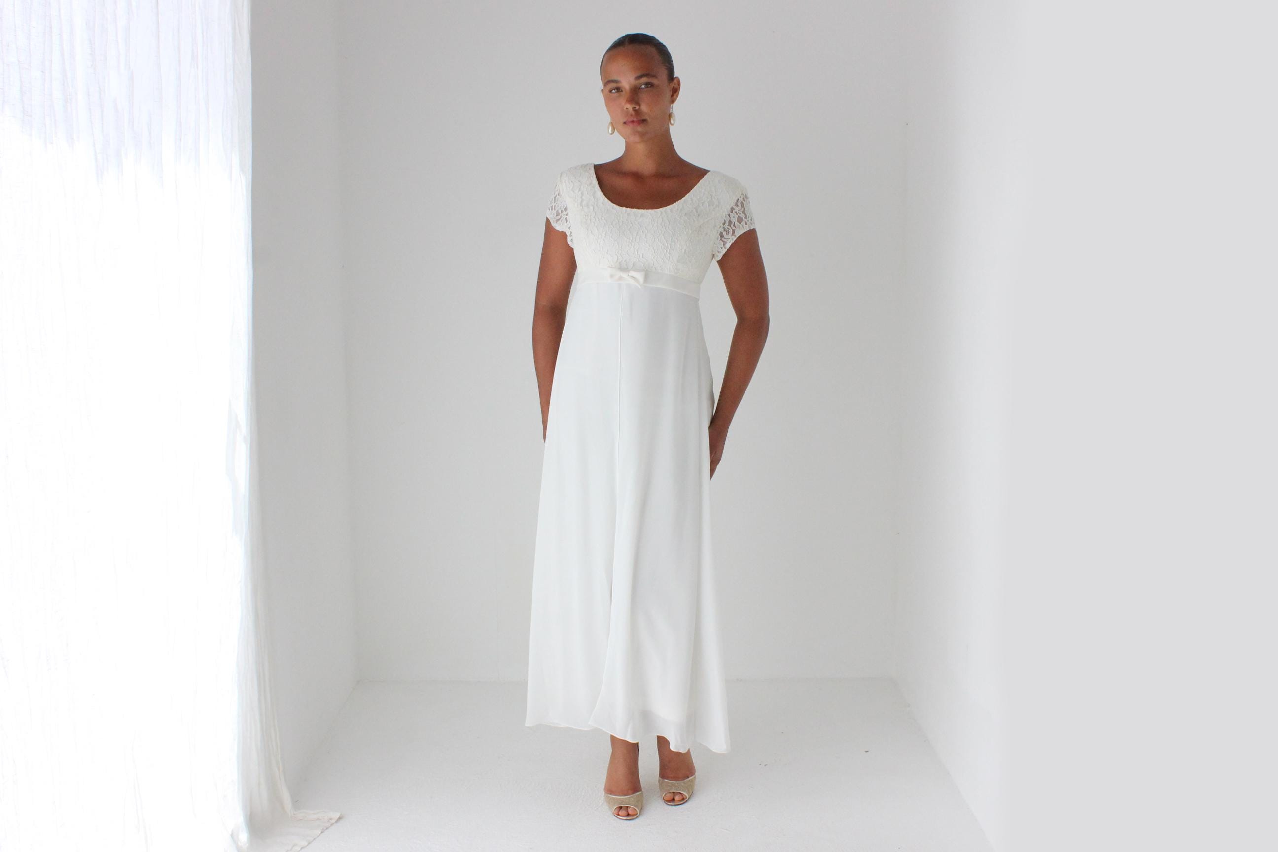90s does Victorian Lace Empire Waist Dress