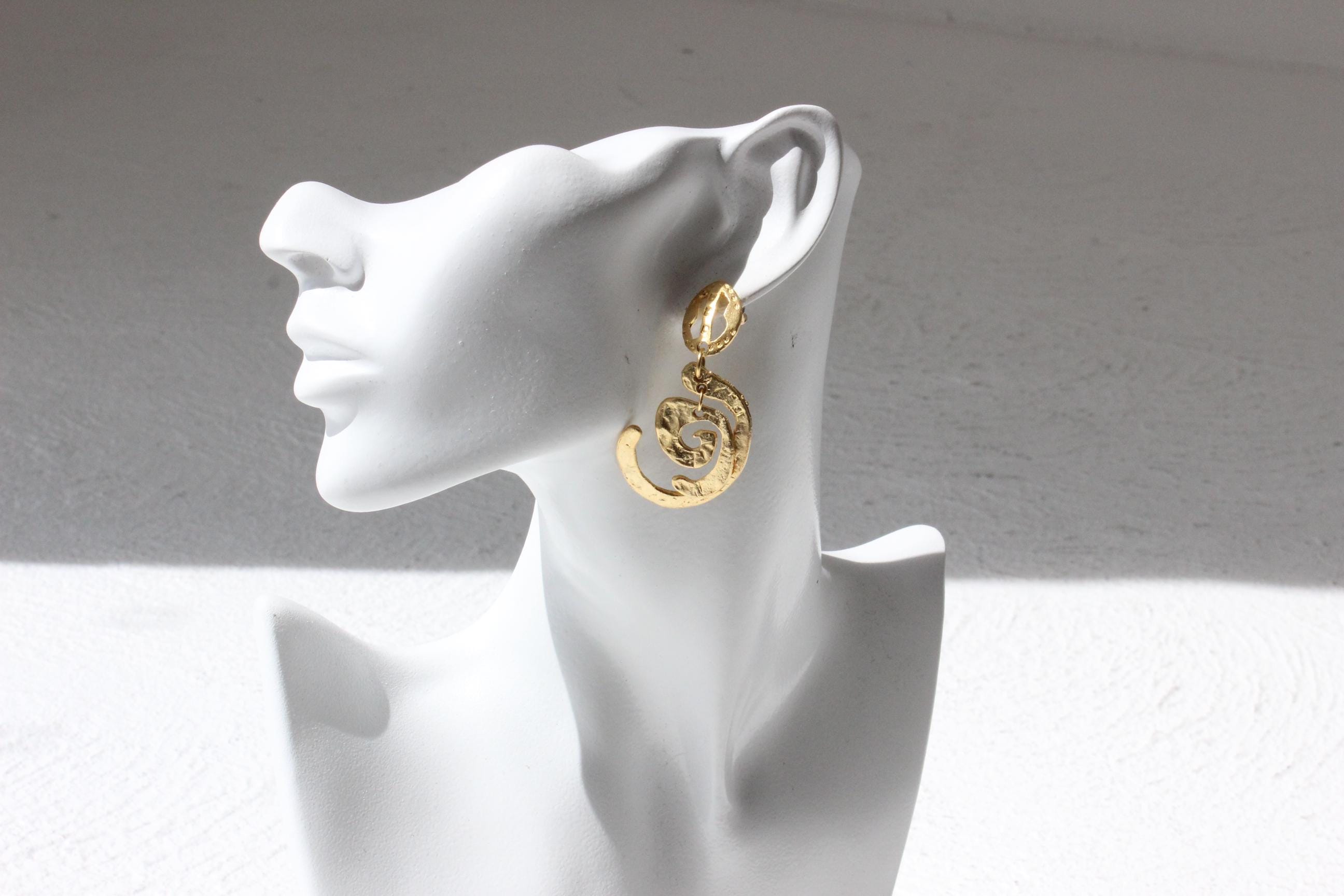 Abstract Hammered Gold Art Earrings