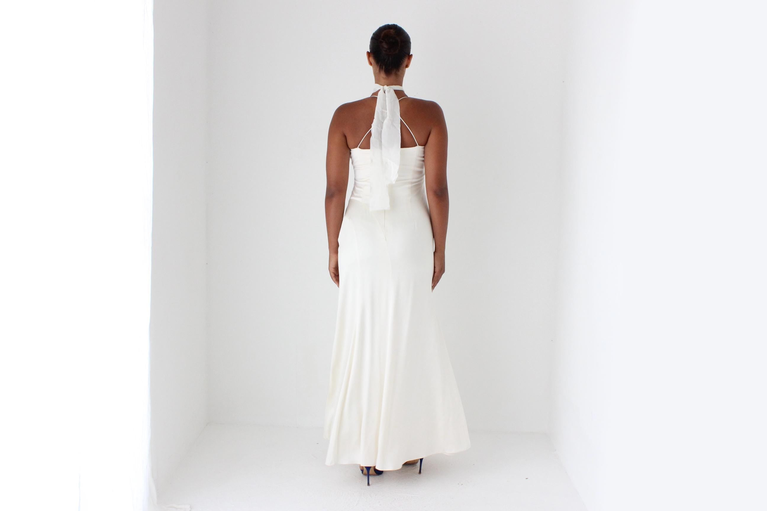 90s Nicole Miller Liquid Silk Satin Spaghetti Strap Slip Gown
