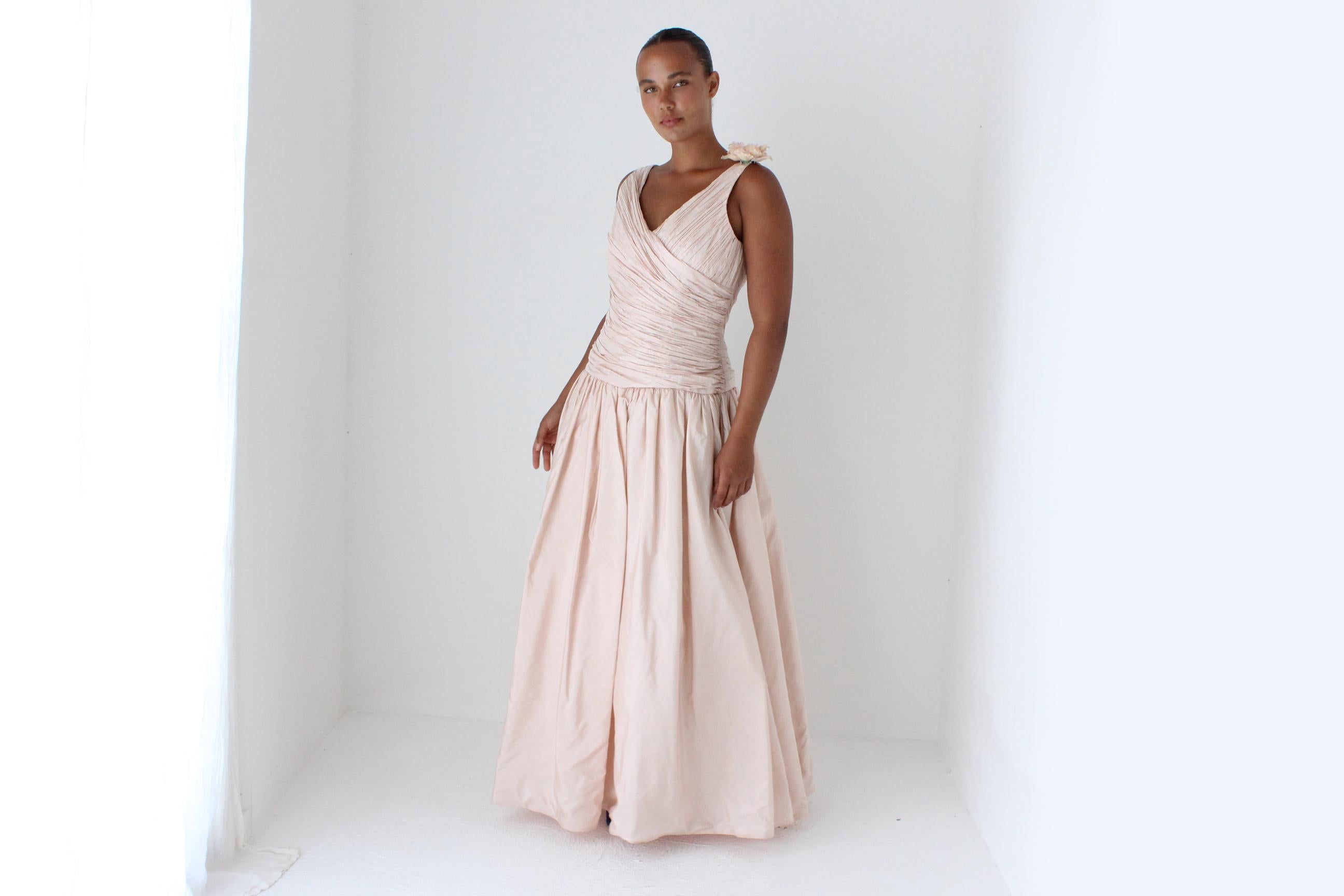 80s Victoria Royal Ballet Pink Silk Taffeta Gown