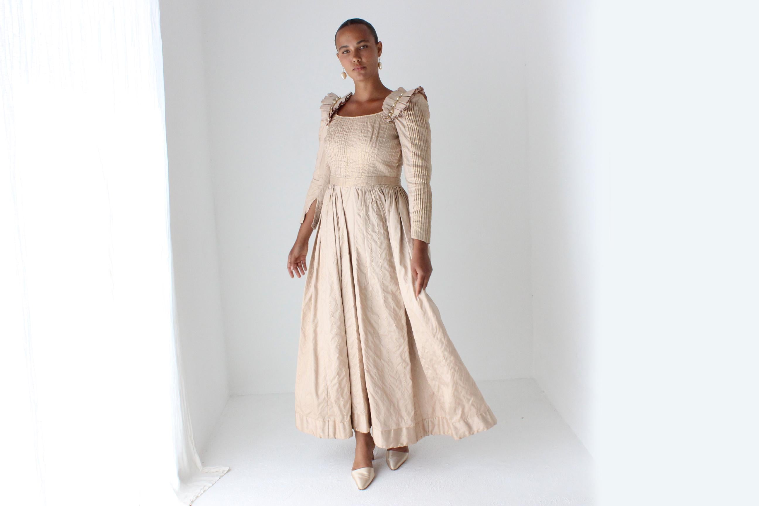 Bespoke 80s Renaissance Silk Taffeta Gown