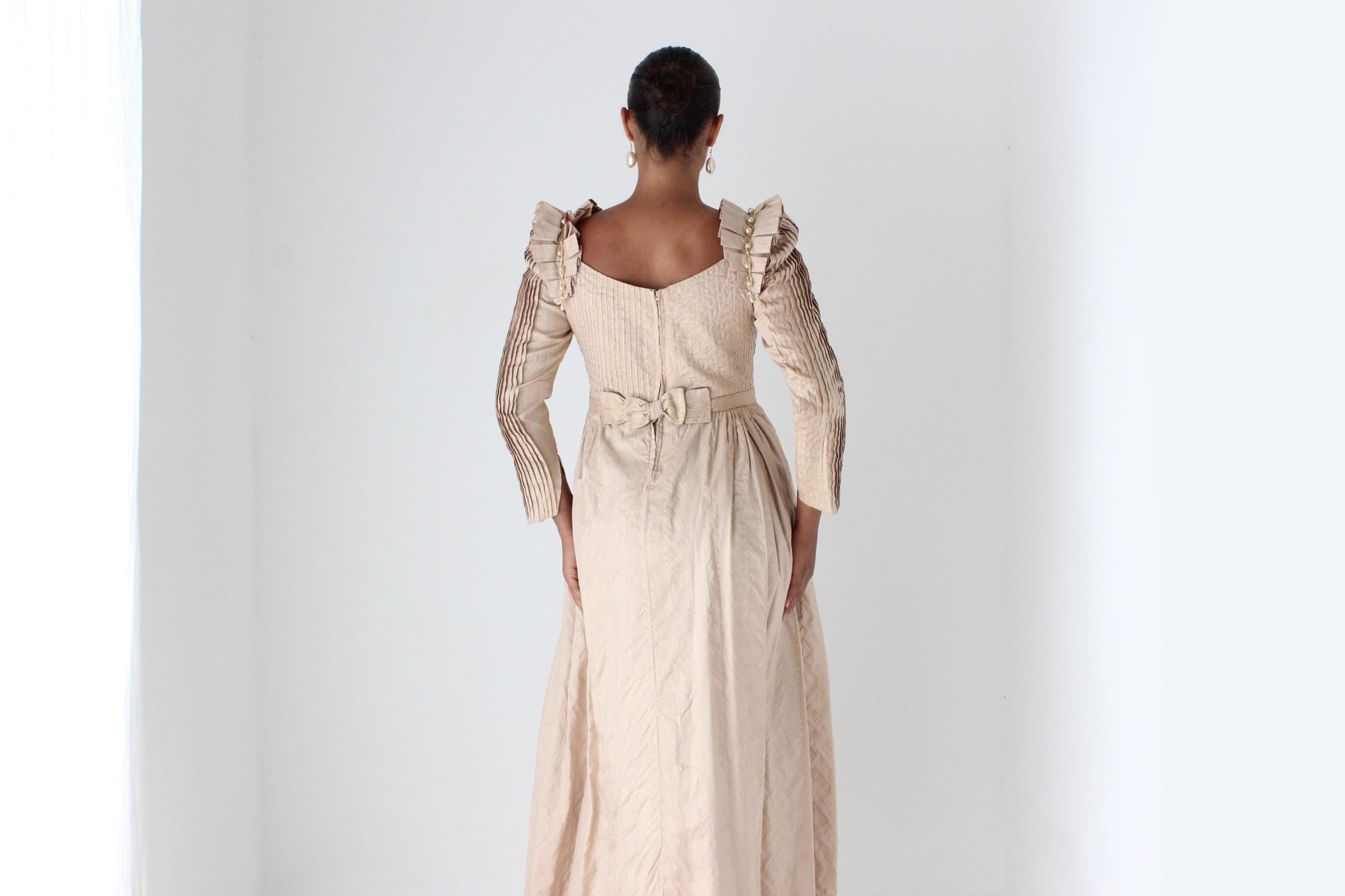 Bespoke 80s Renaissance Silk Taffeta Gown