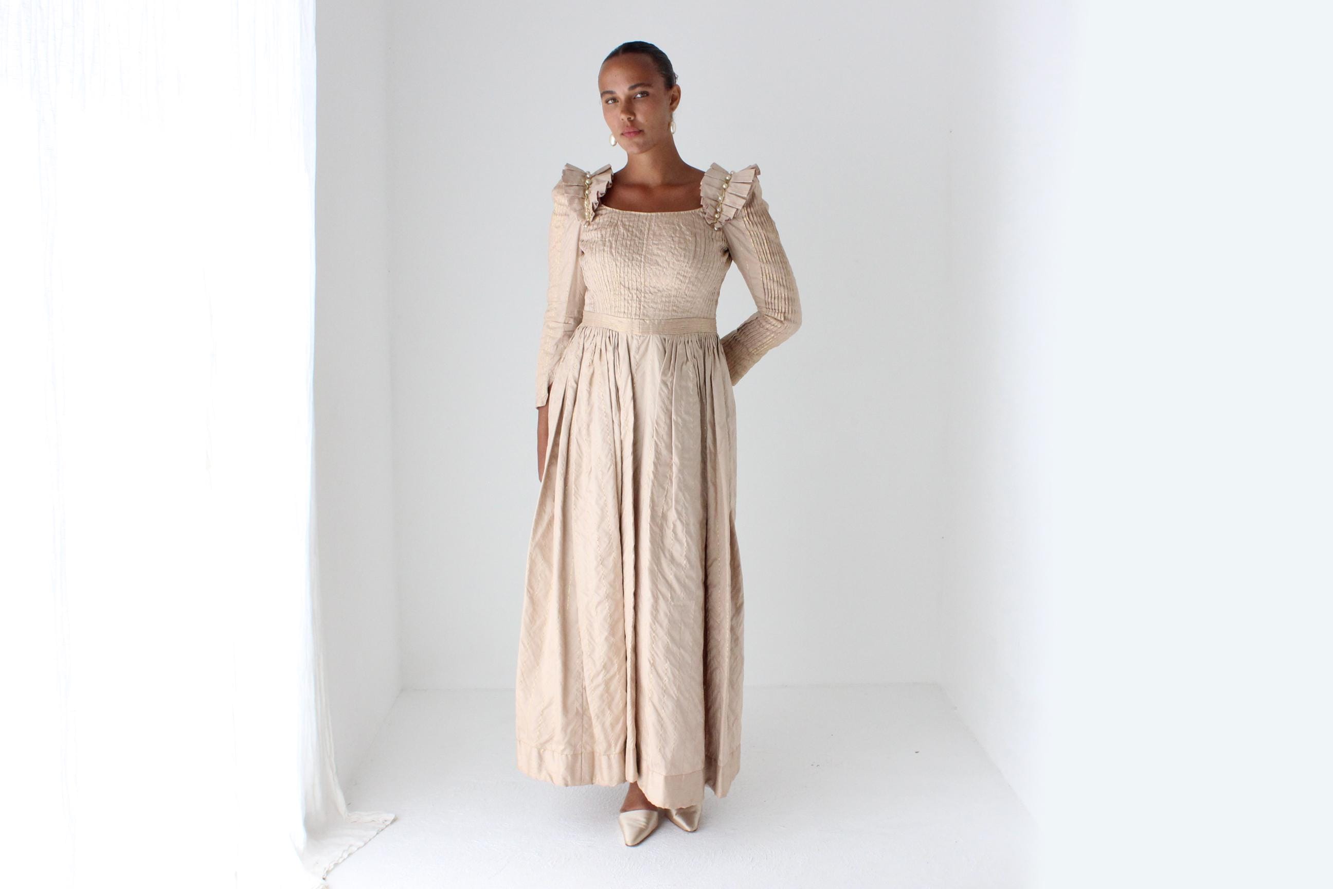 Bespoke 80s Renaissance Silk Taffeta Gown