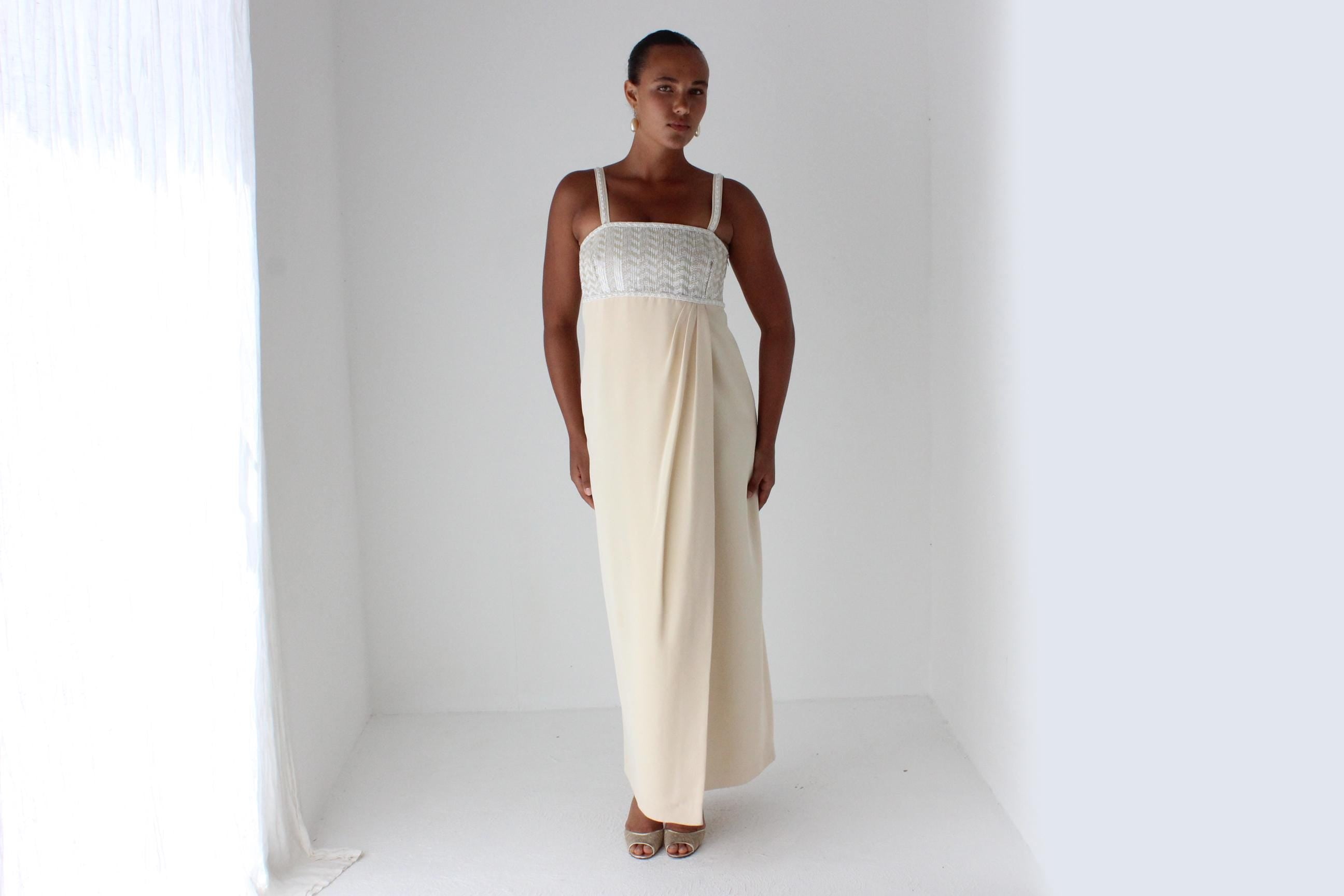 1980s ESCADA COUTURE Beaded Column Gown