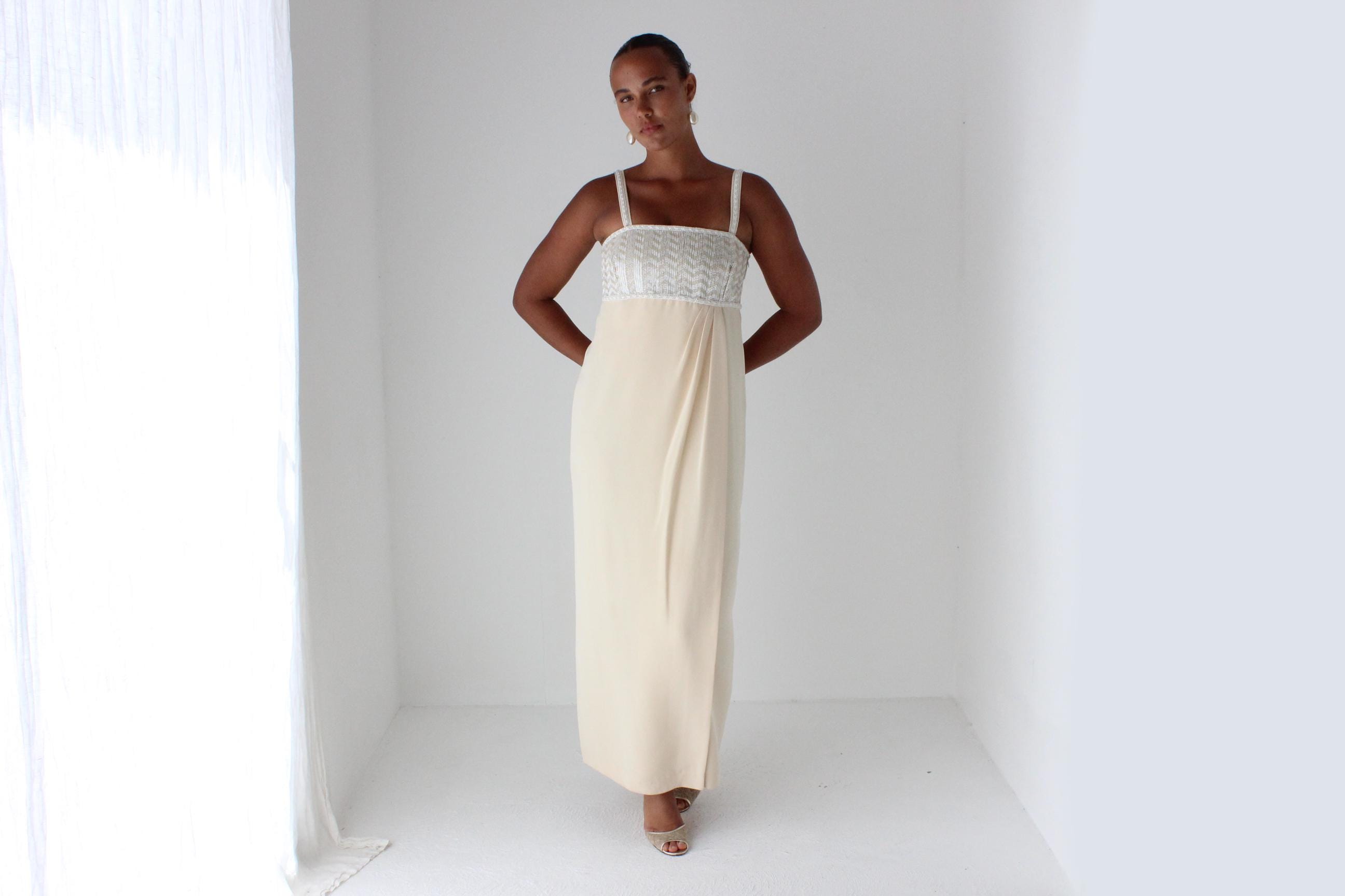 1980s ESCADA COUTURE Beaded Column Gown