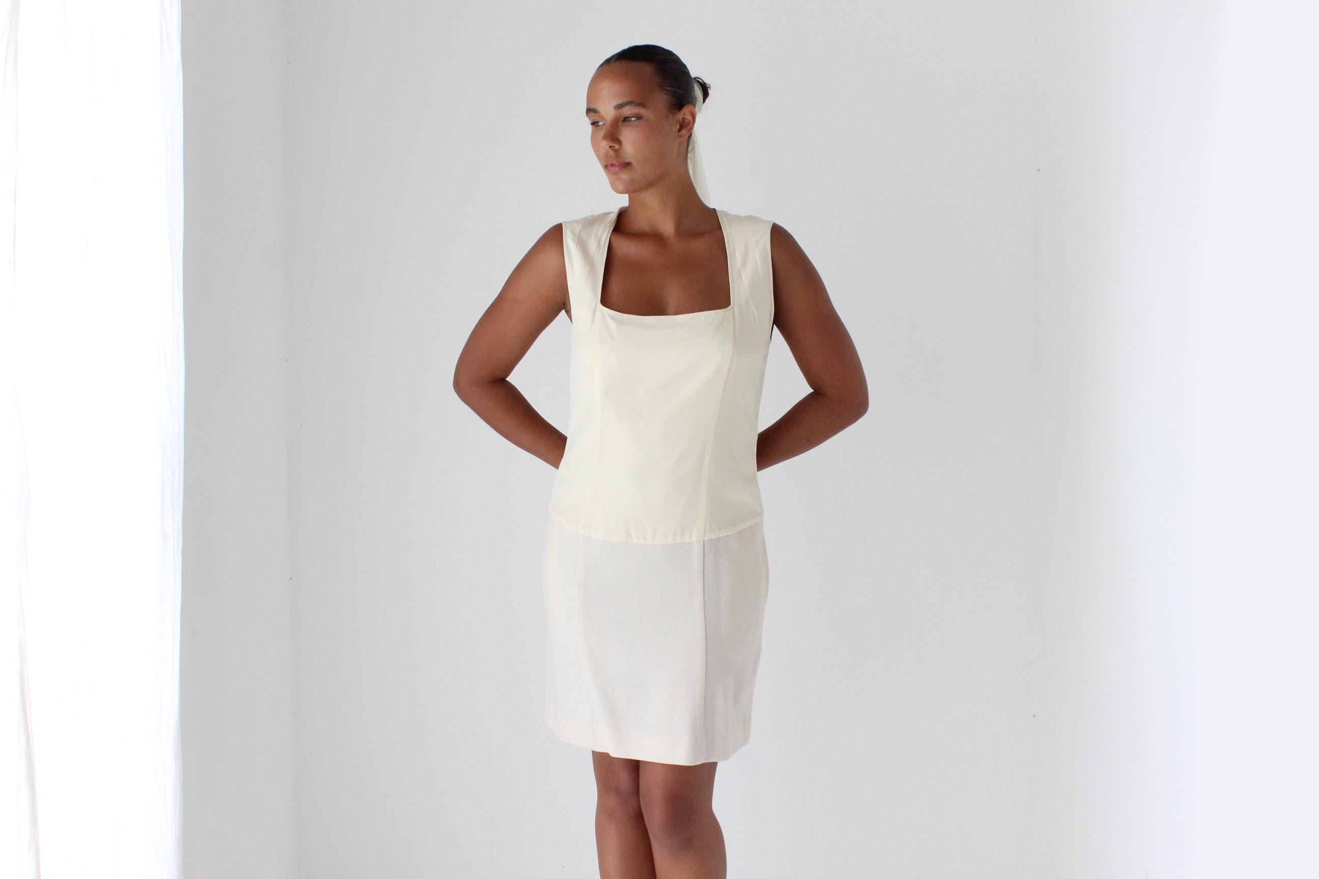 Elegant 2000s Narcisco Rodriguez Silk & Wool Mini