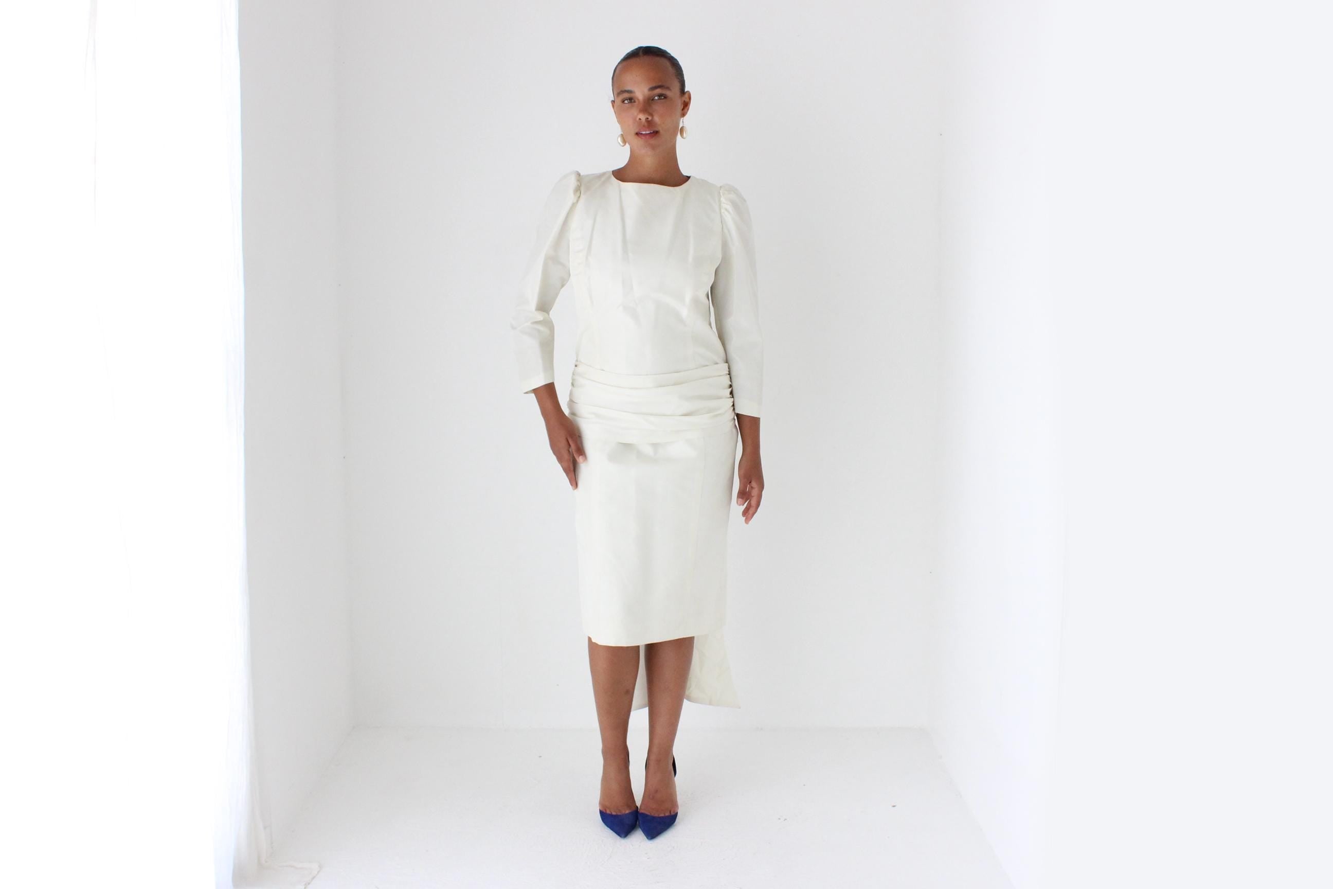 80s Long Sleeve Cocktail Dress w/ Big Bow