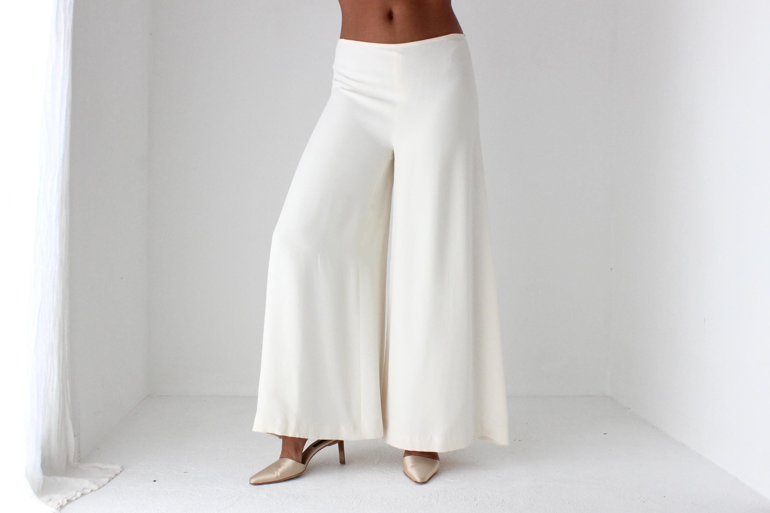 Wide Leg Silk Bridal Couture Pants by Reem Arca