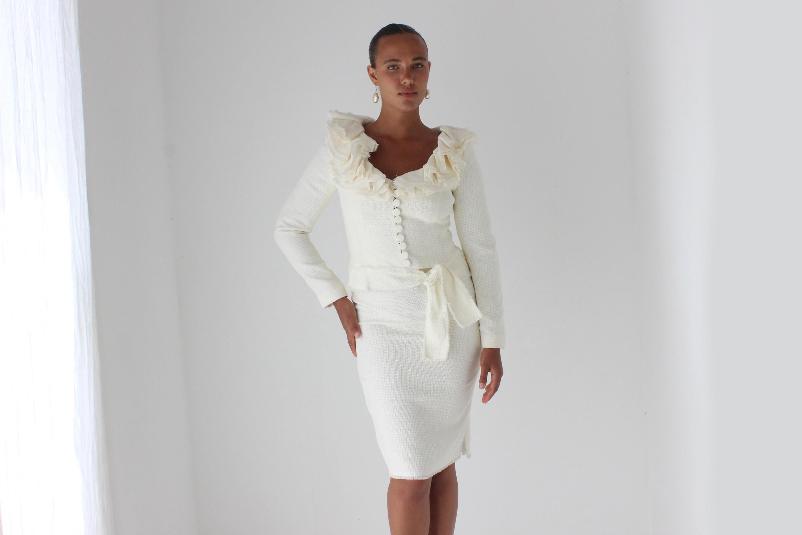 2000s Angelo Tarlazzi Ruffle Suit Set