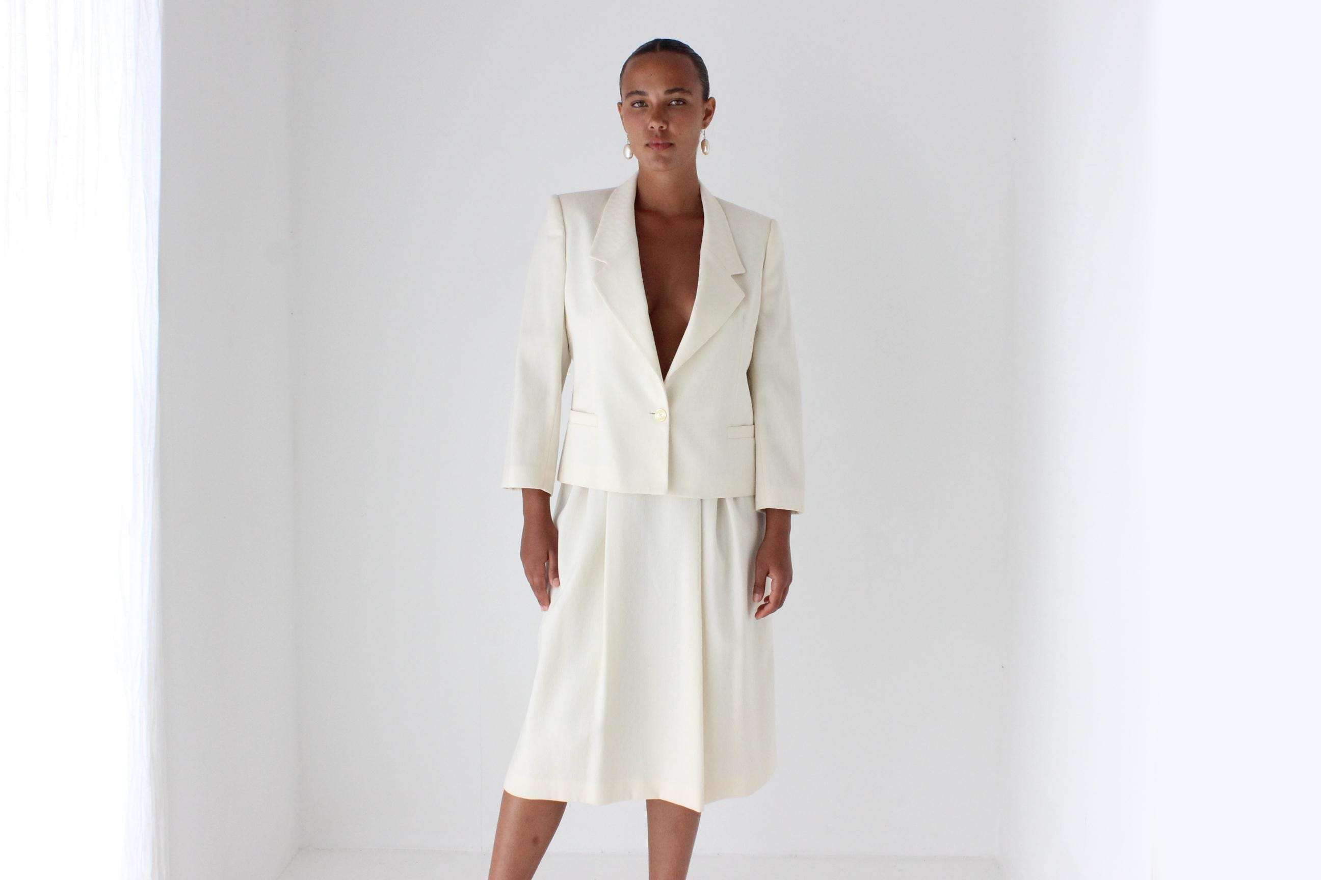 1970s Pure Wool Bridal Skirt Suit
