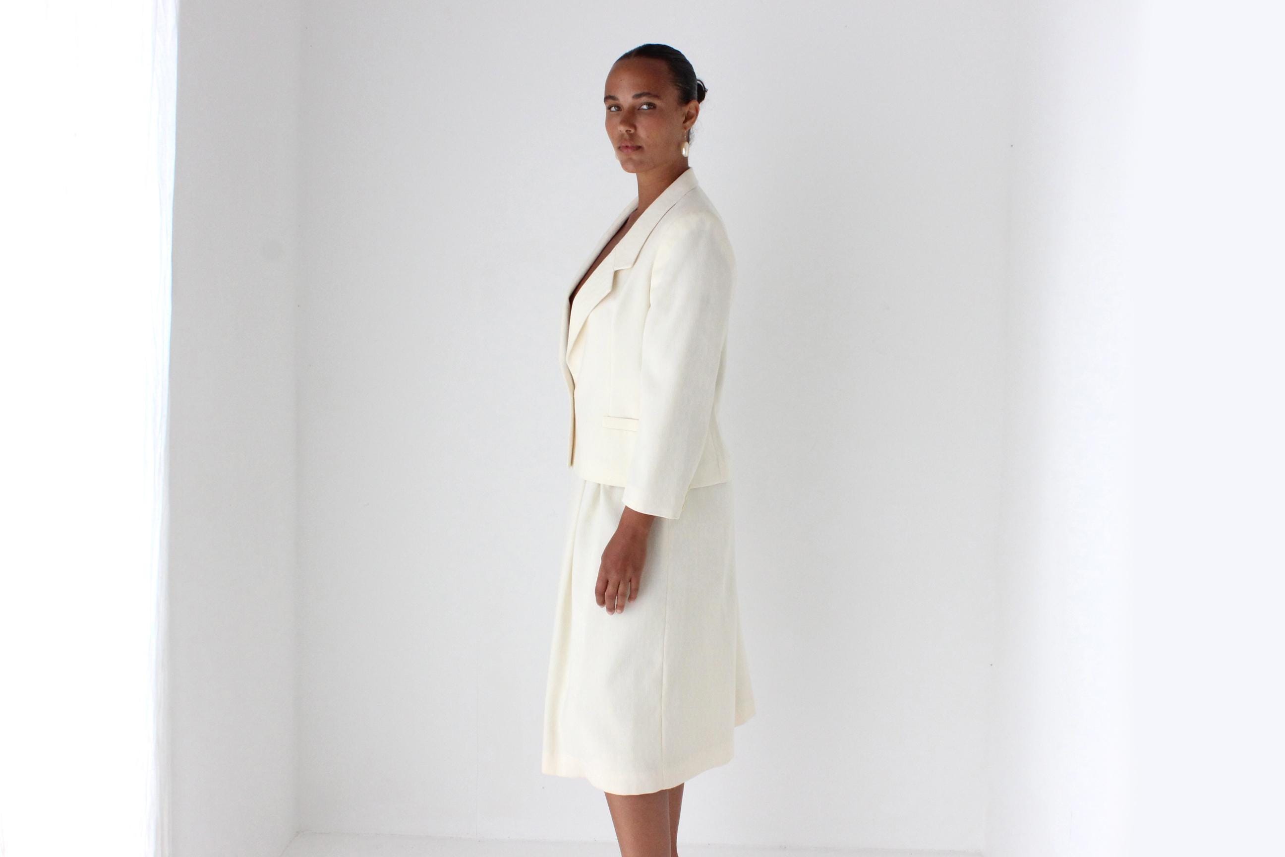 1970s Pure Wool Bridal Skirt Suit