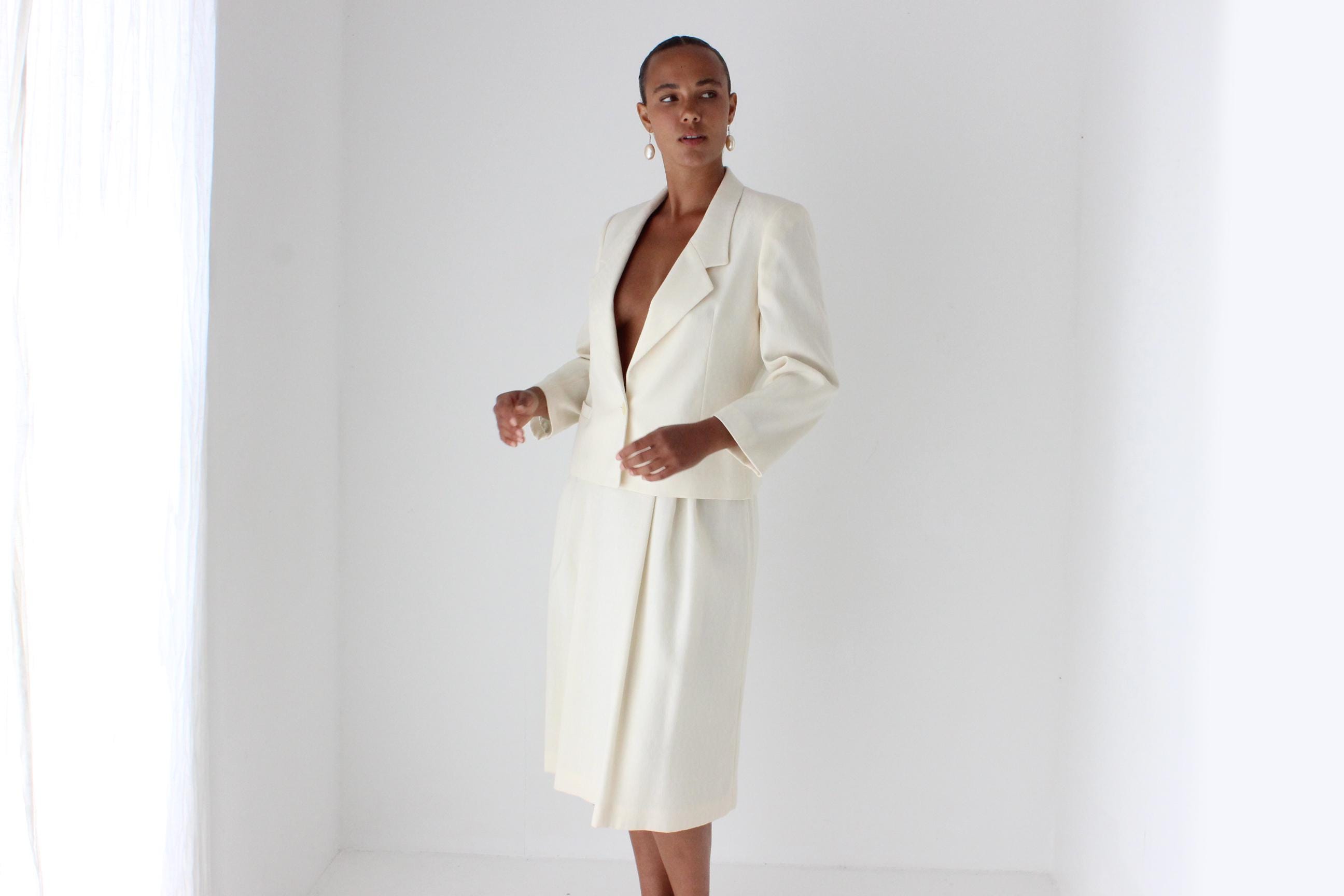 1970s Pure Wool Bridal Skirt Suit